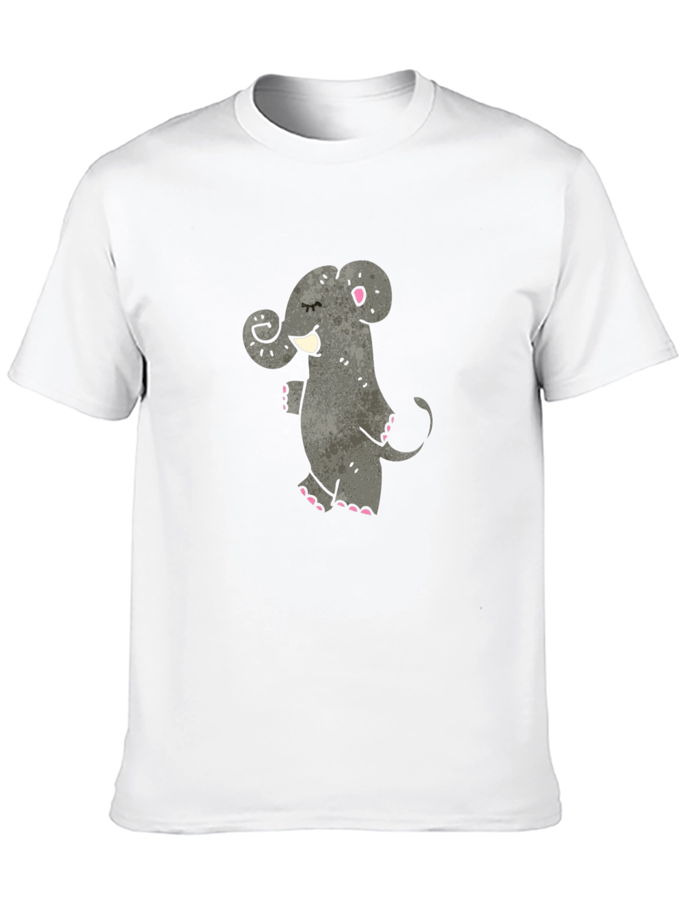 Cartoon Elephant Graphic T-Shirt - Black