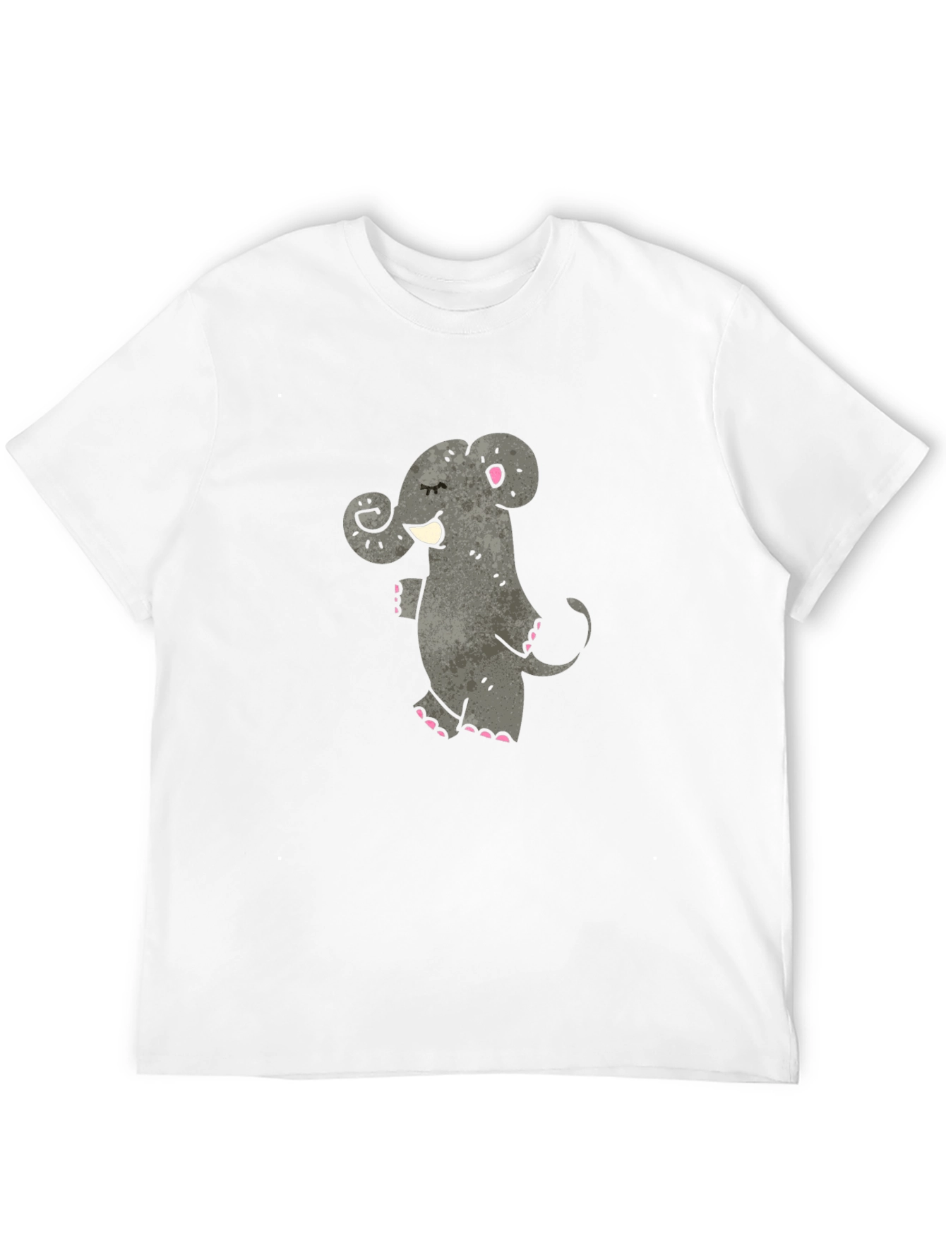 Cartoon Elephant Graphic T-Shirt - Black