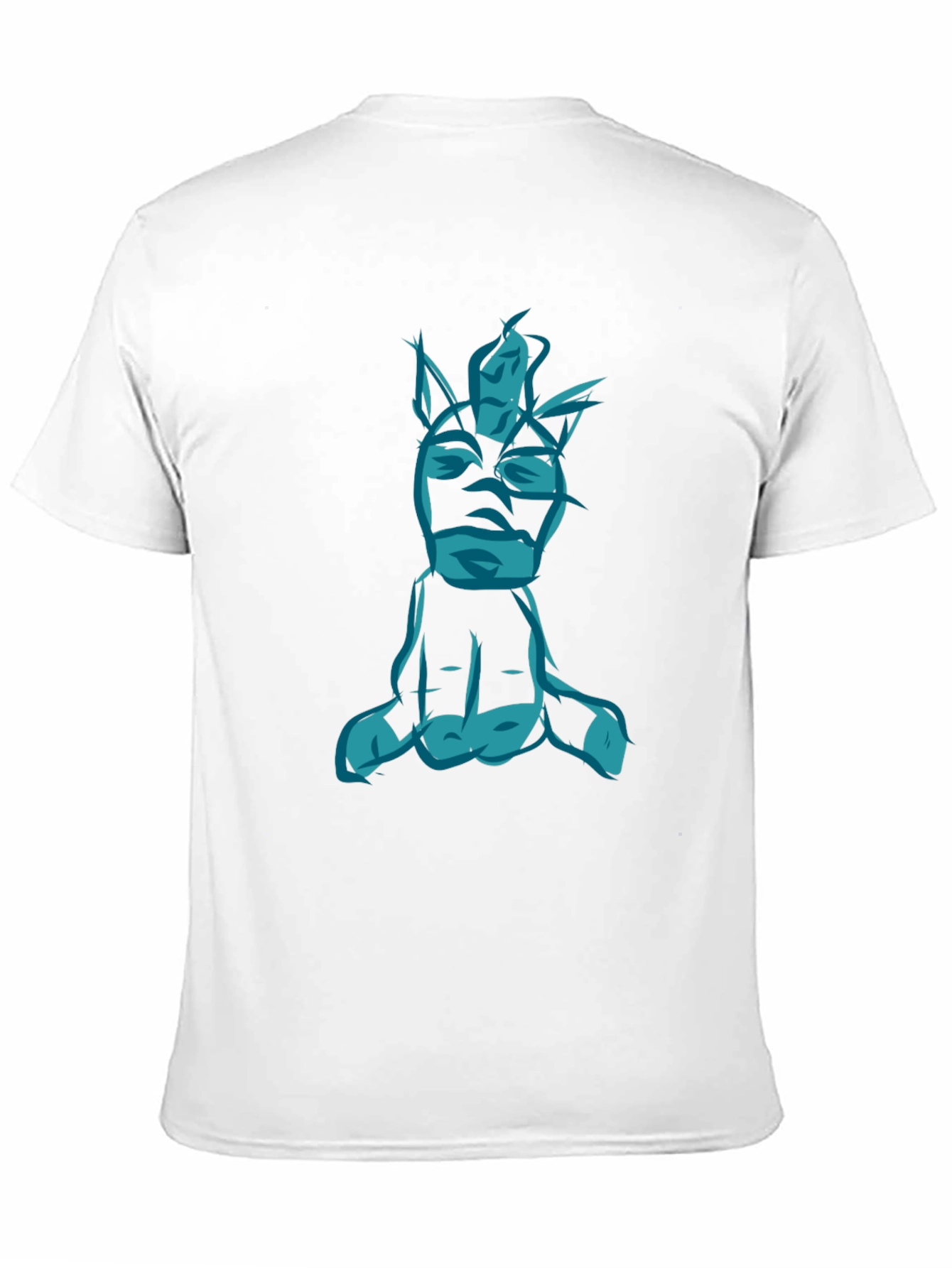 Abstract Blue Figure Graphic Black T-Shirt