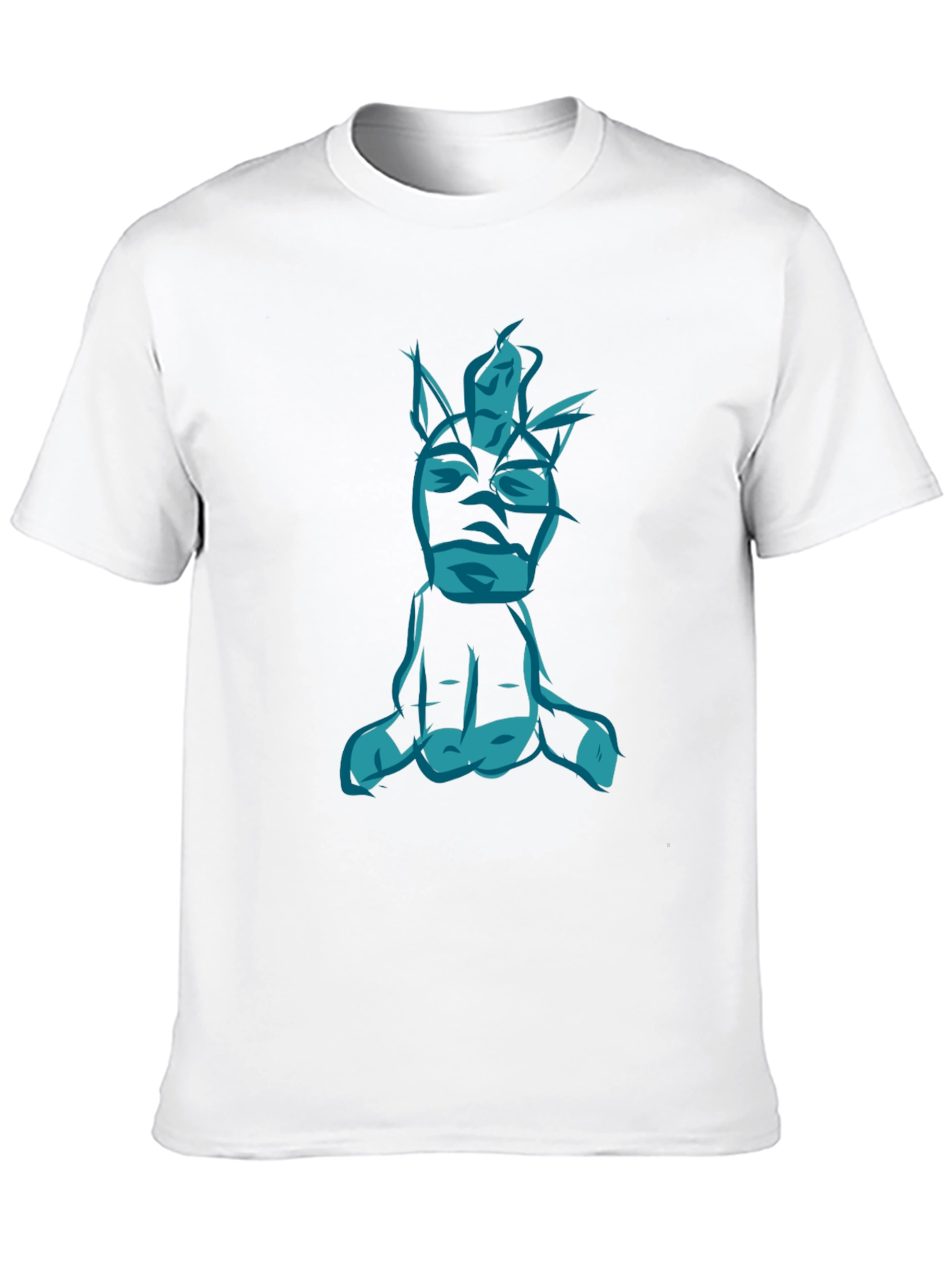 Abstract Blue Figure Graphic Black T-Shirt