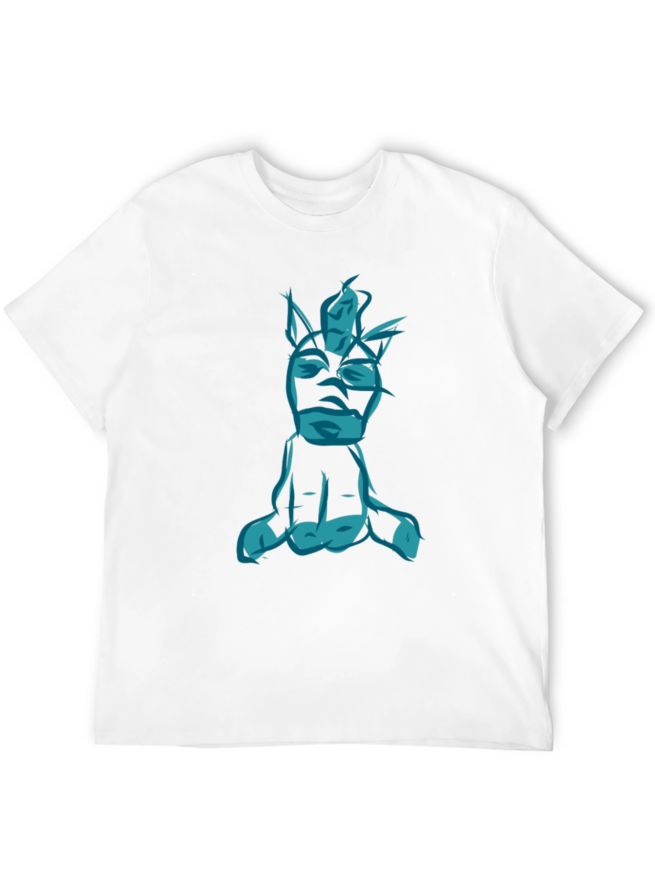 Abstract Blue Figure Graphic Black T-Shirt