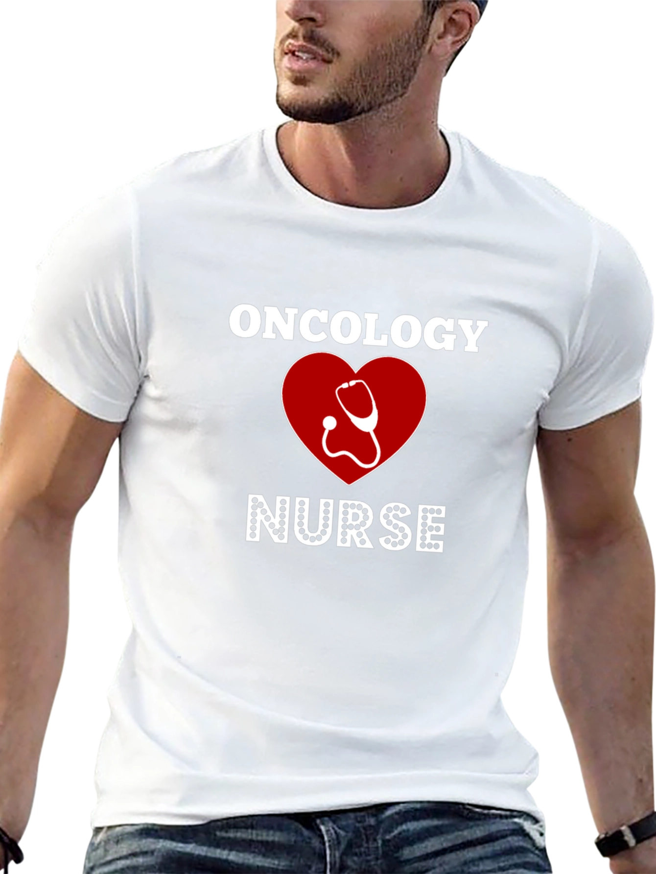 Oncology Nurse T-Shirt - Heart & Stethoscope