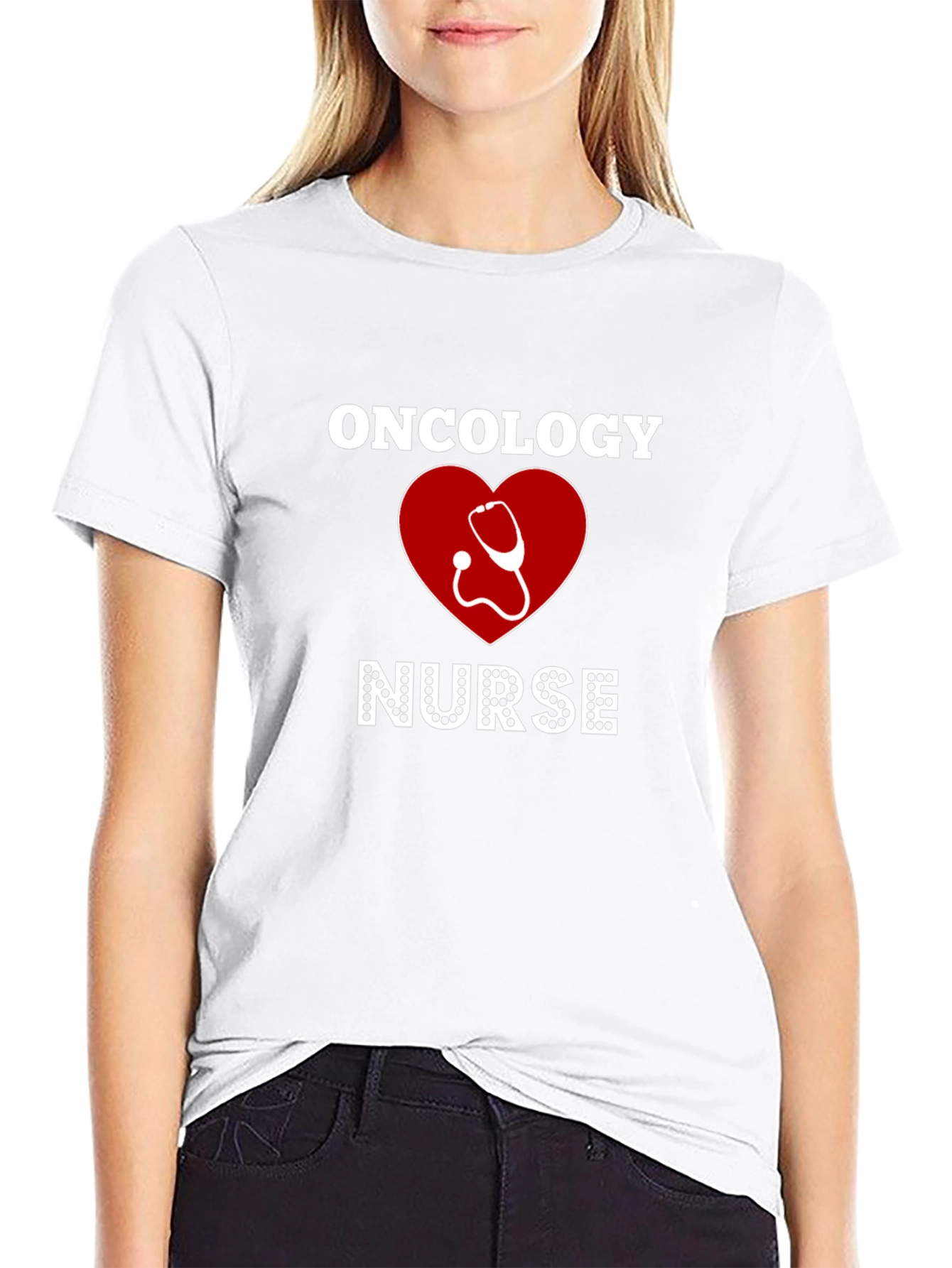 Oncology Nurse T-Shirt - Heart & Stethoscope