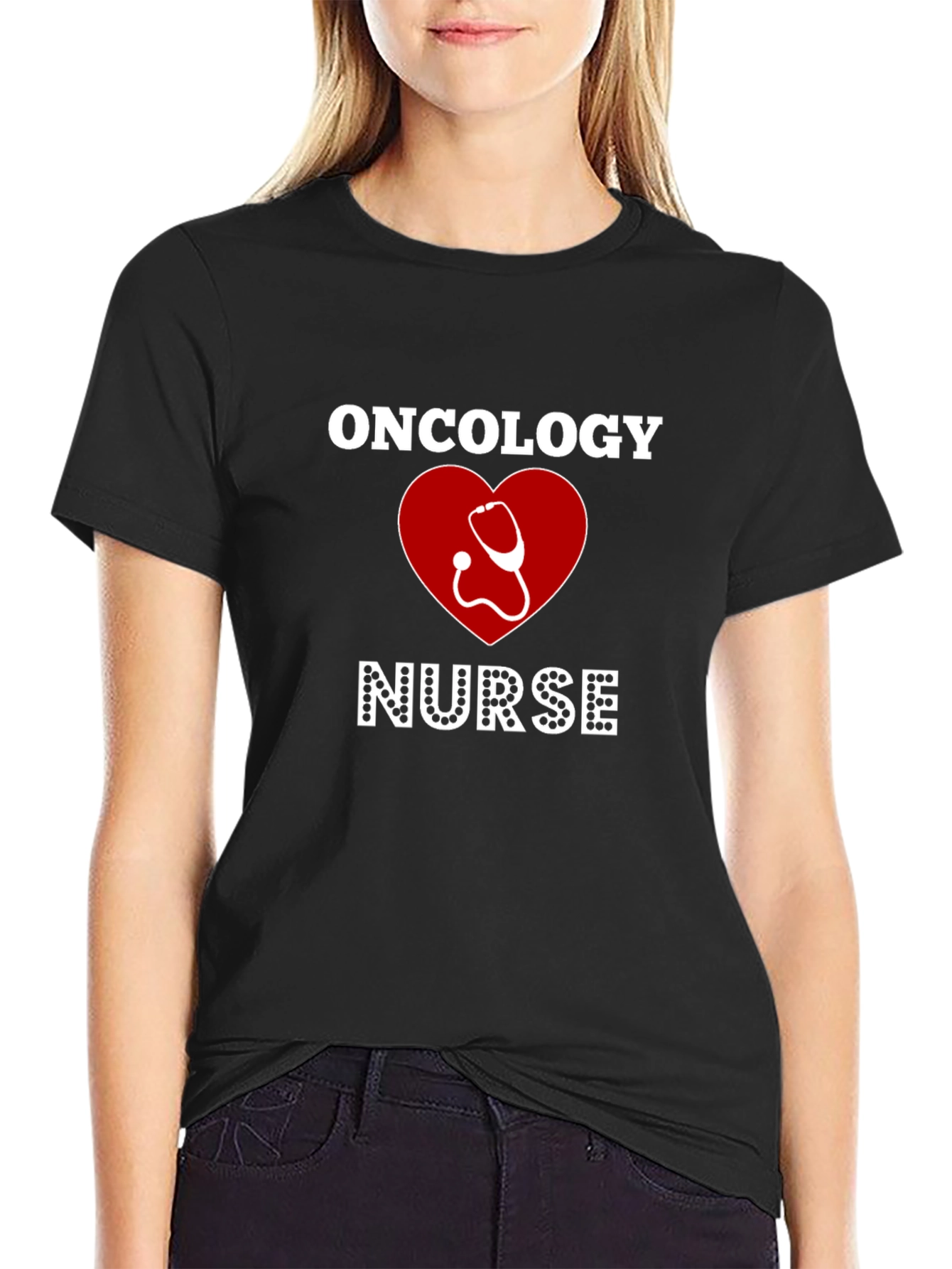 Oncology Nurse T-Shirt - Heart & Stethoscope