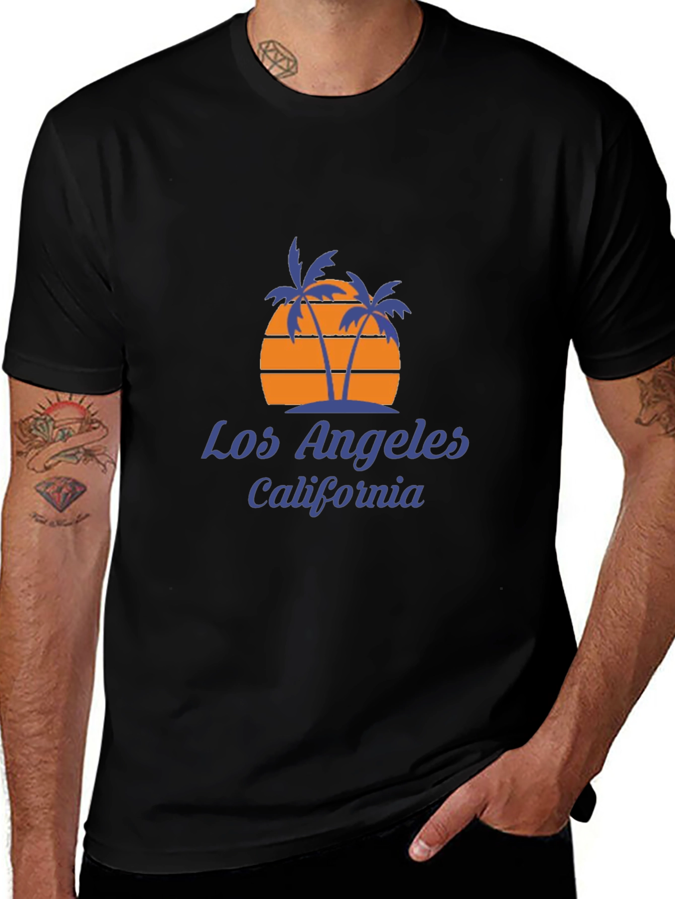 Los Angeles California Palm Tree Sunset Graphic Tee
