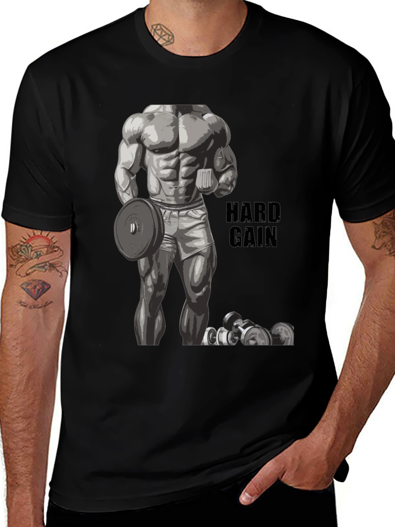 Hard Gain Bodybuilding Graphic T-Shirt