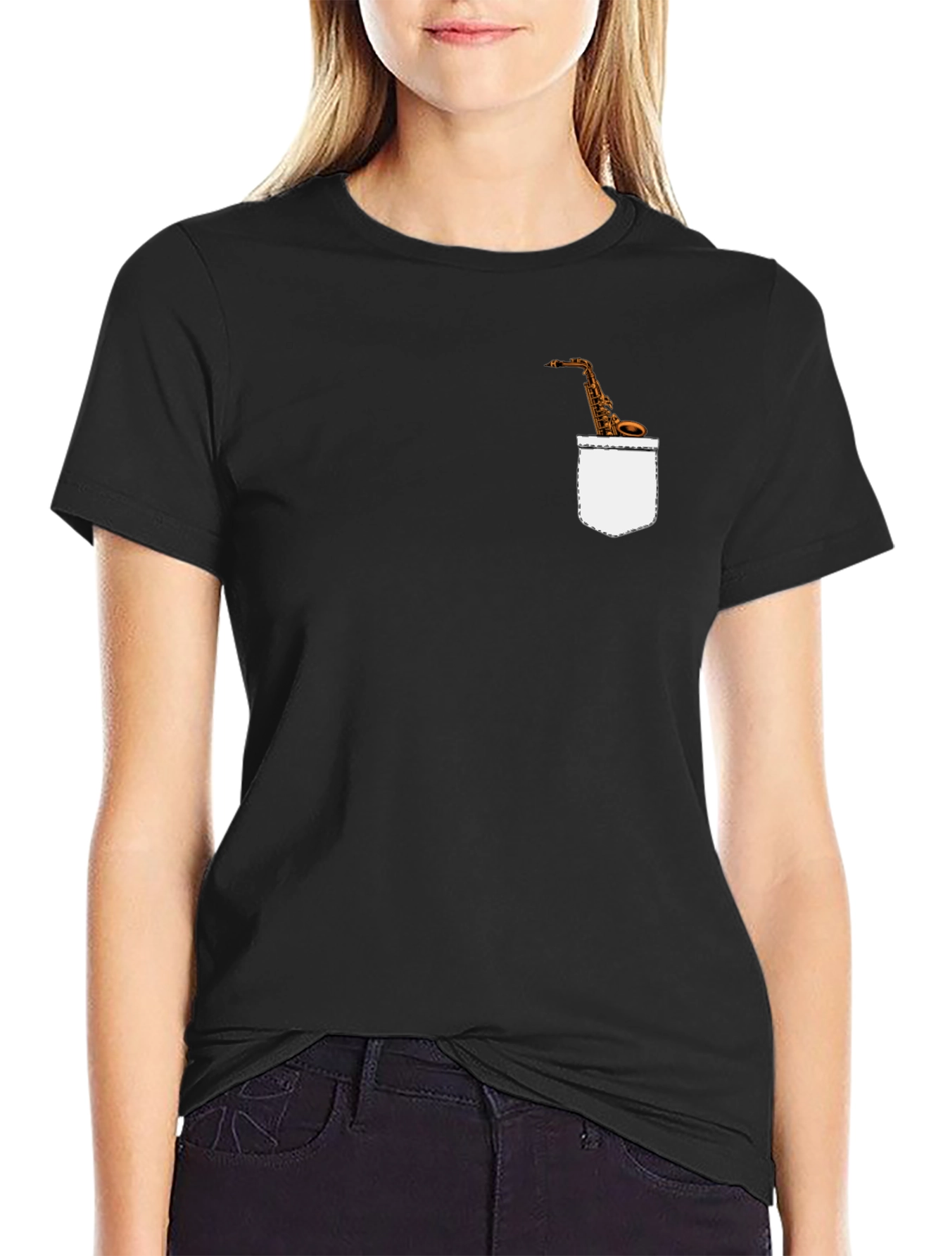 Saxophone Pocket Graphic T-Shirt