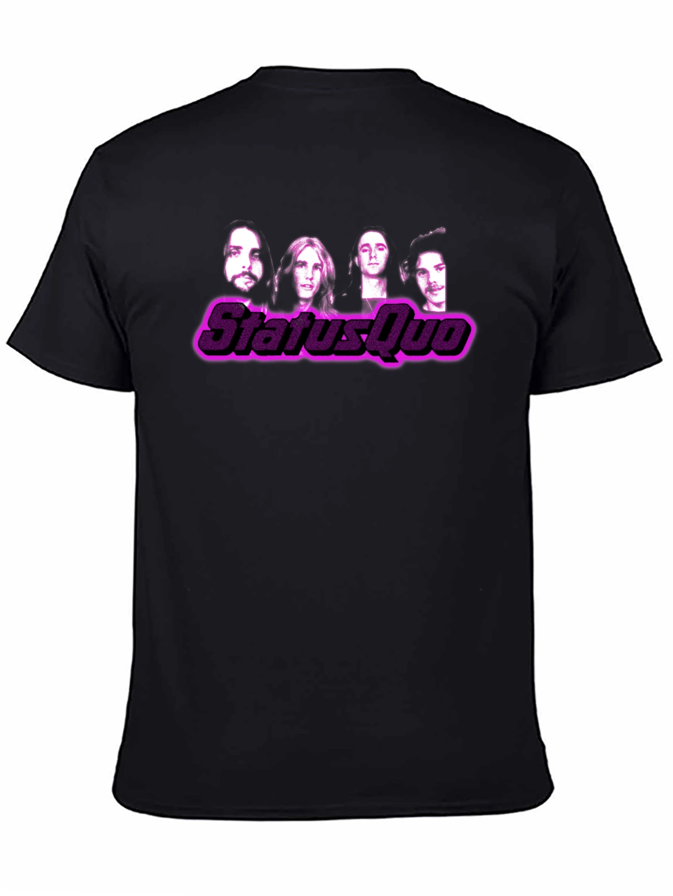 Status Quo Band Graphic Print Black T-Shirt