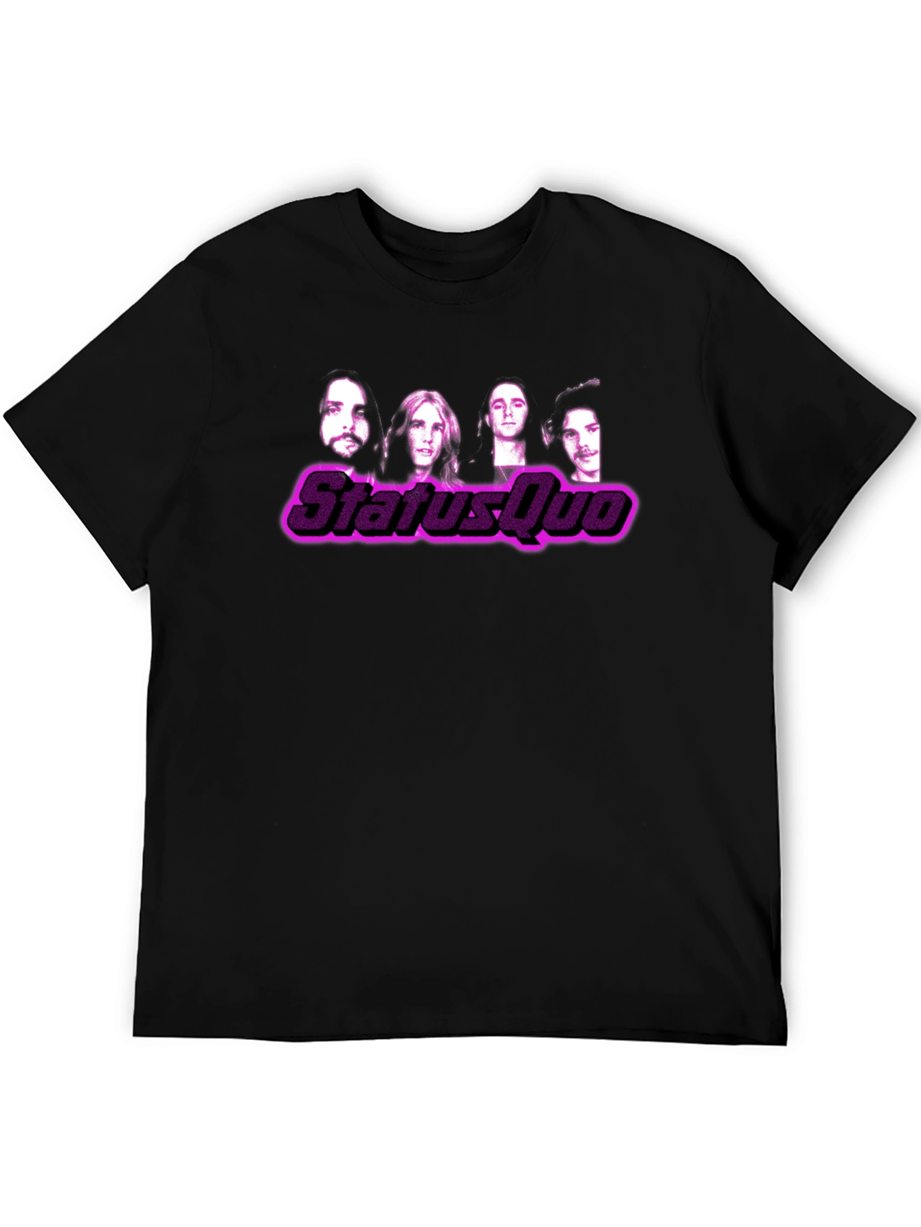 Status Quo Band Graphic Print Black T-Shirt
