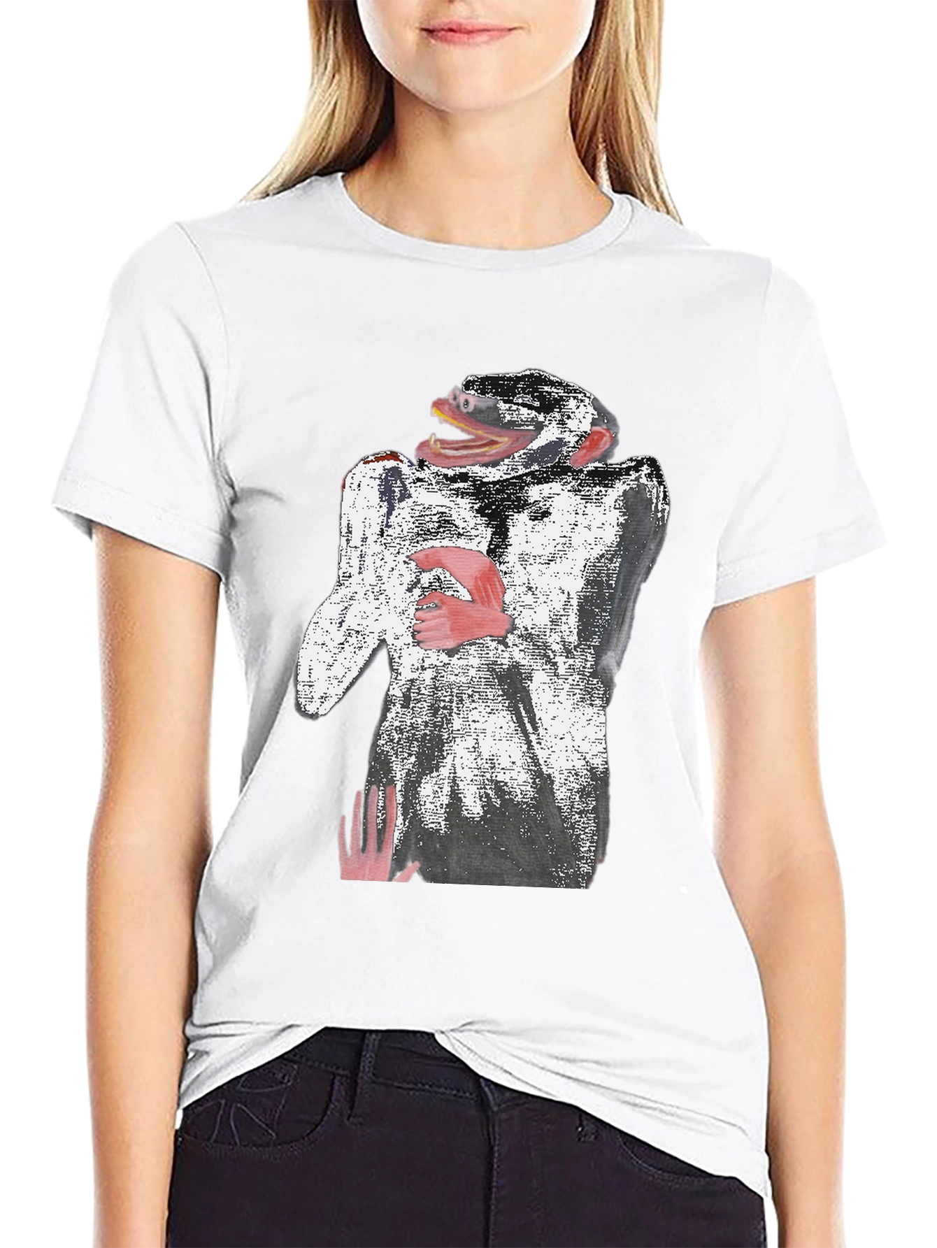 Abstract Monkey Graphic Tee - Black