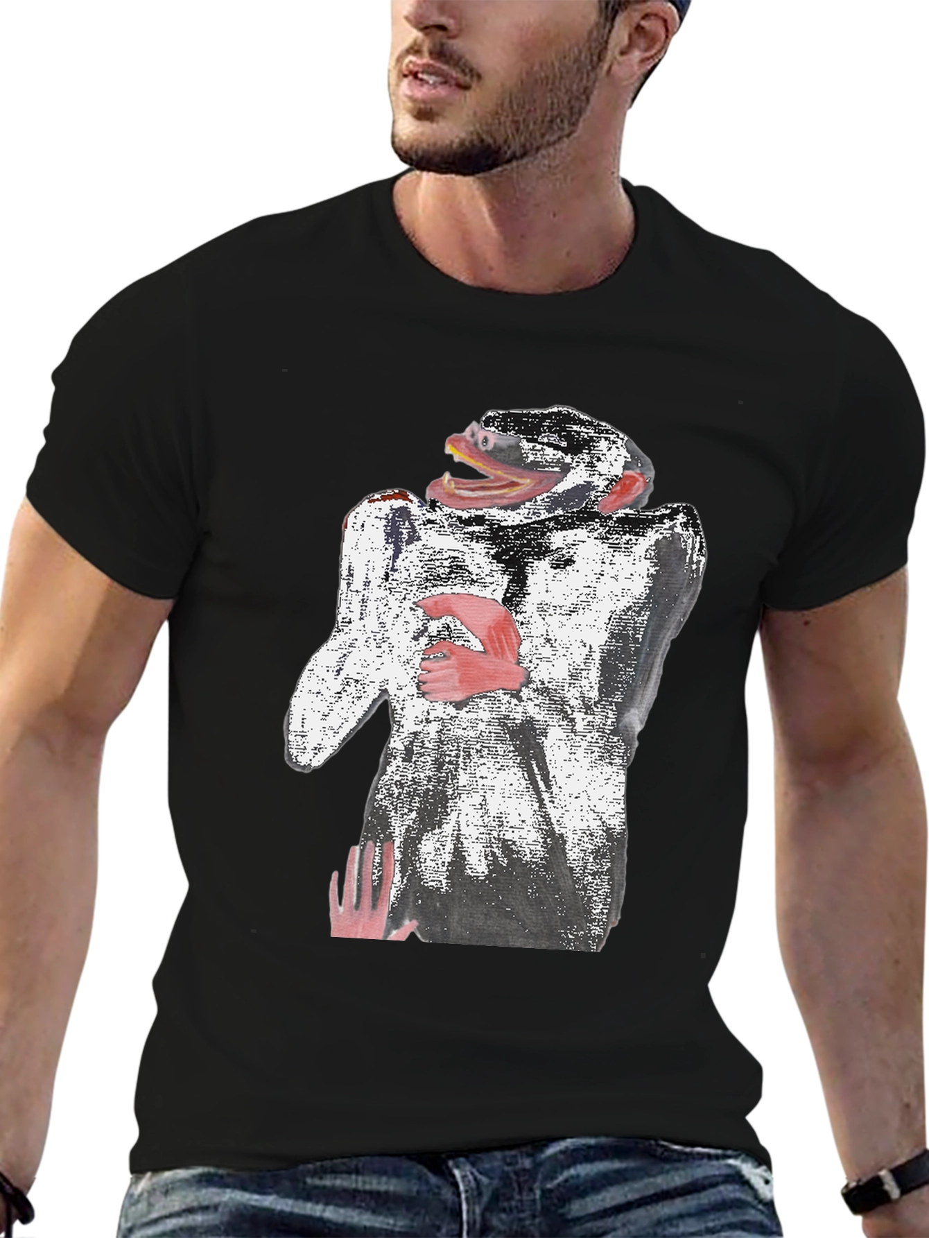 Abstract Monkey Graphic Tee - Black