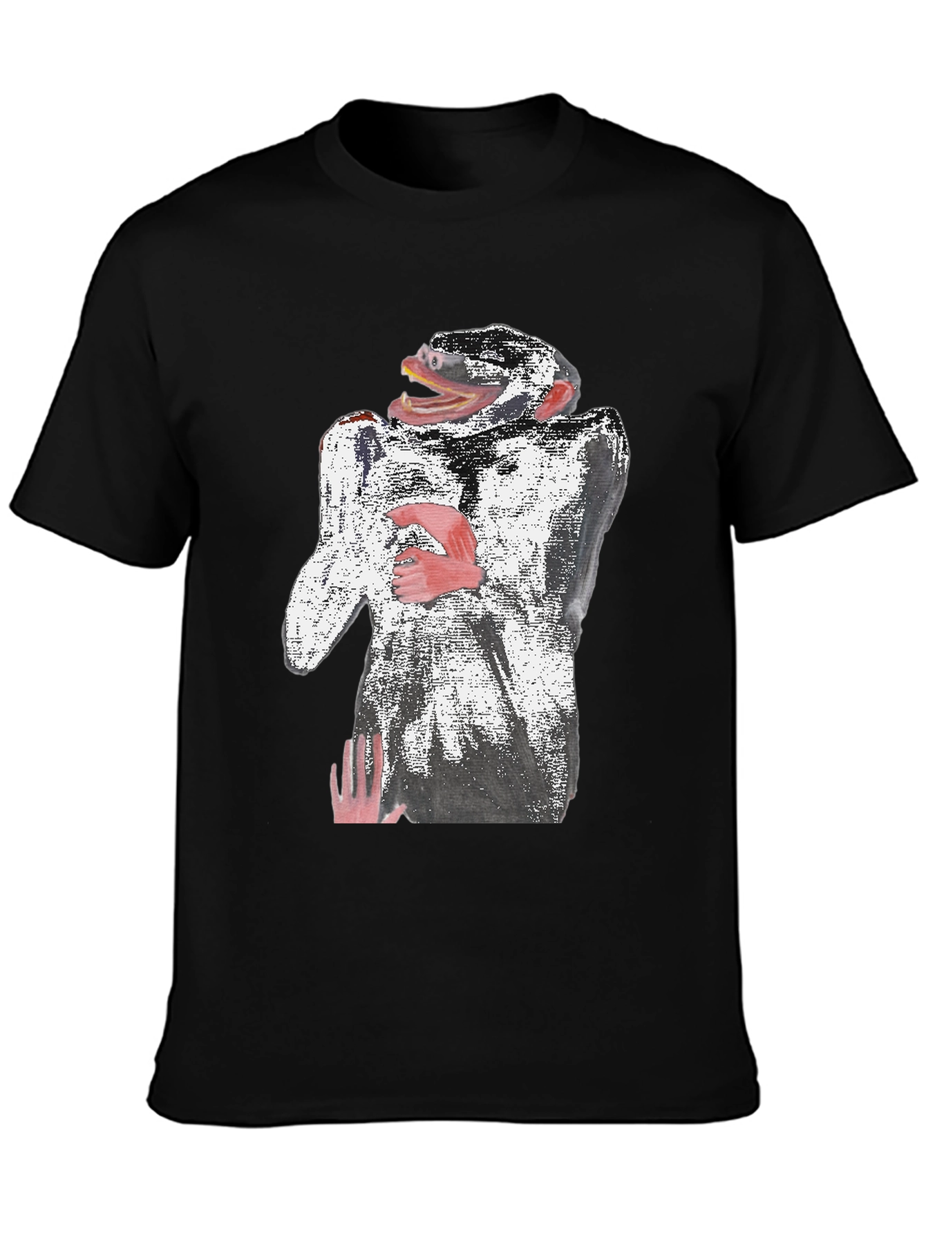 Abstract Monkey Graphic Tee - Black