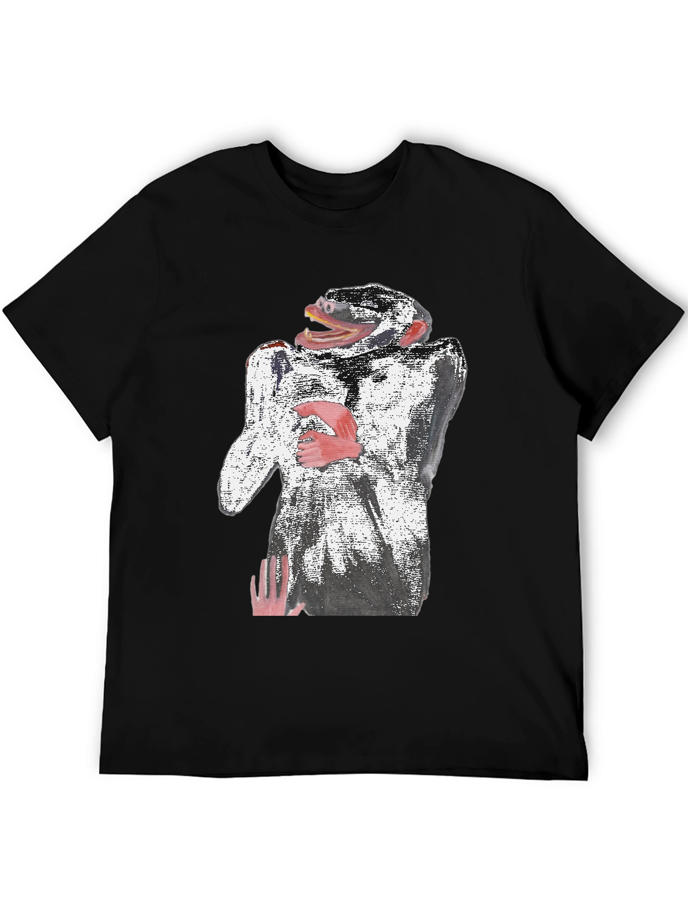 Abstract Monkey Graphic Tee - Black