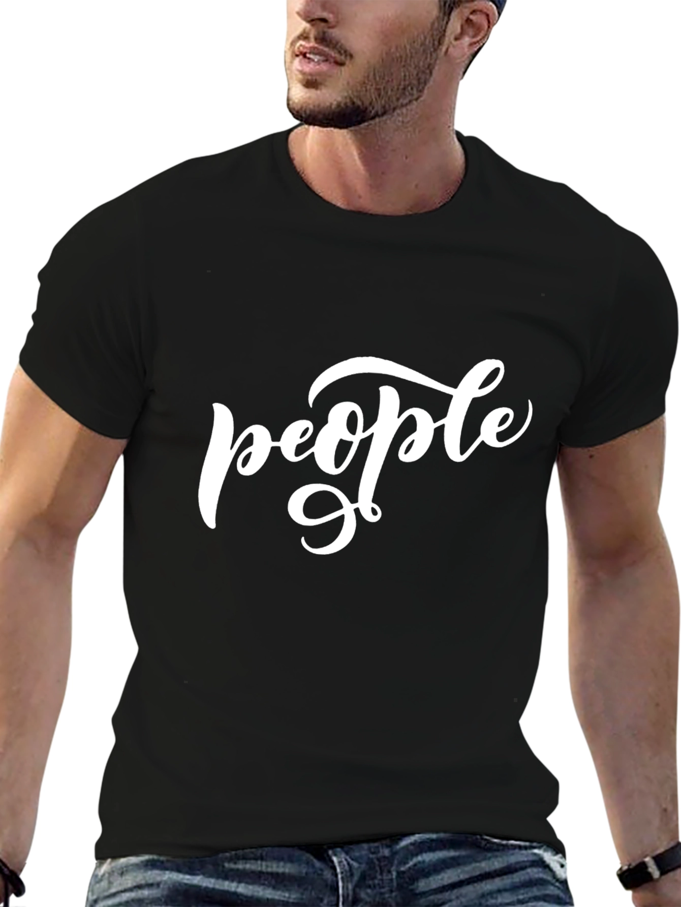 People Graphic Tee - Black Casual T-Shirt