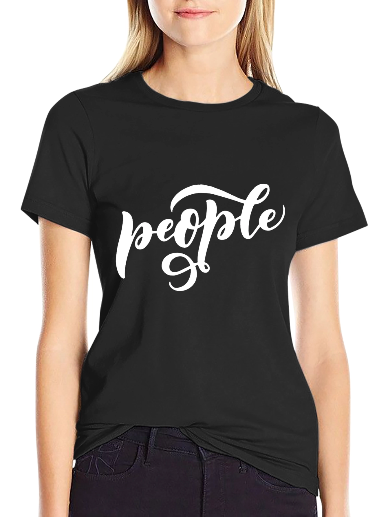 People Graphic Tee - Black Casual T-Shirt