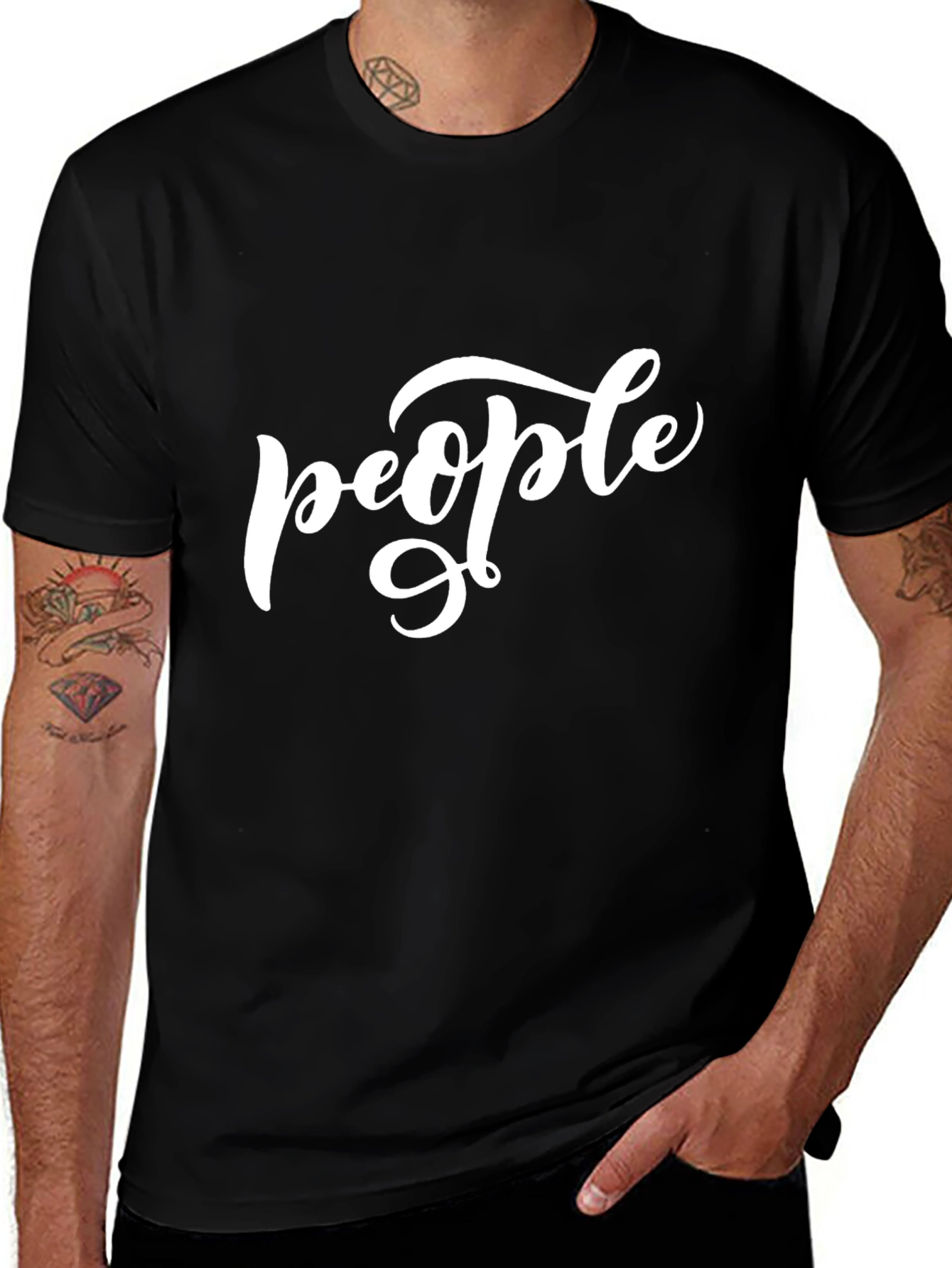 People Graphic Tee - Black Casual T-Shirt