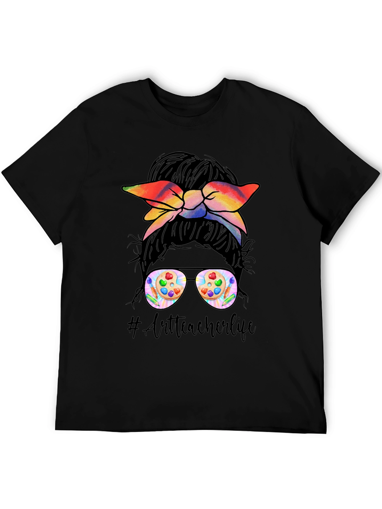 Art Teacher Messy Bun T-Shirt