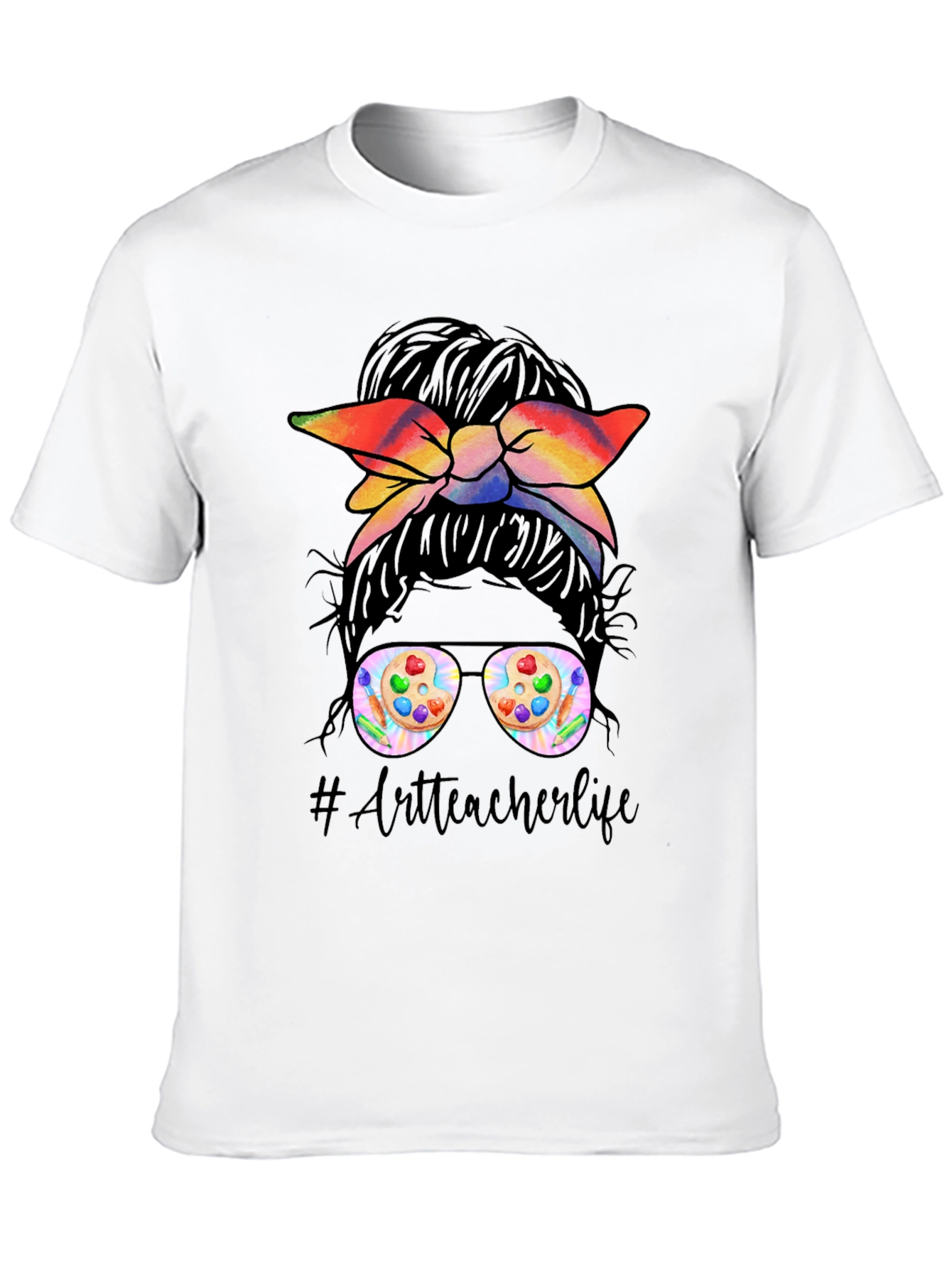 Art Teacher Messy Bun T-Shirt