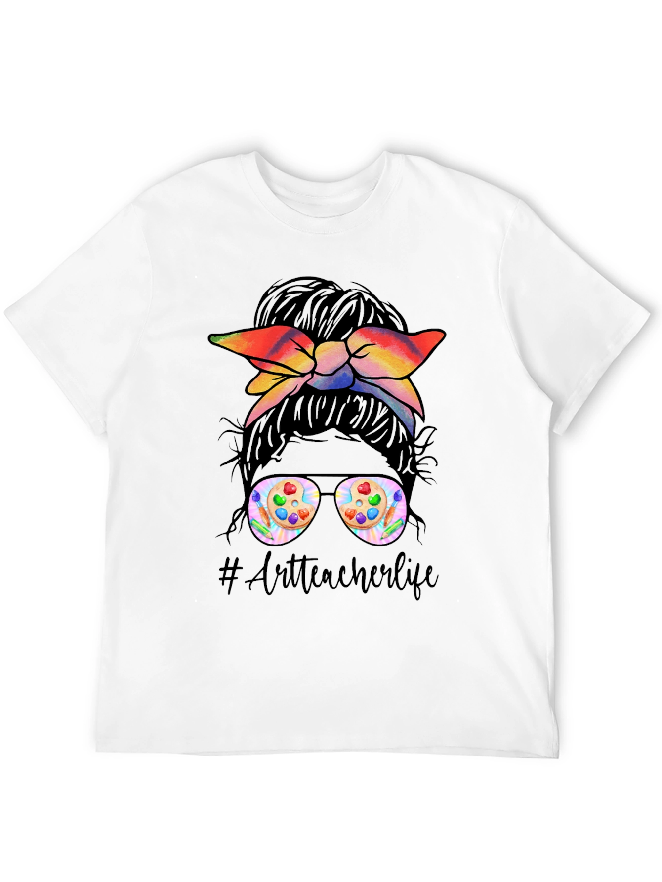 Art Teacher Messy Bun T-Shirt