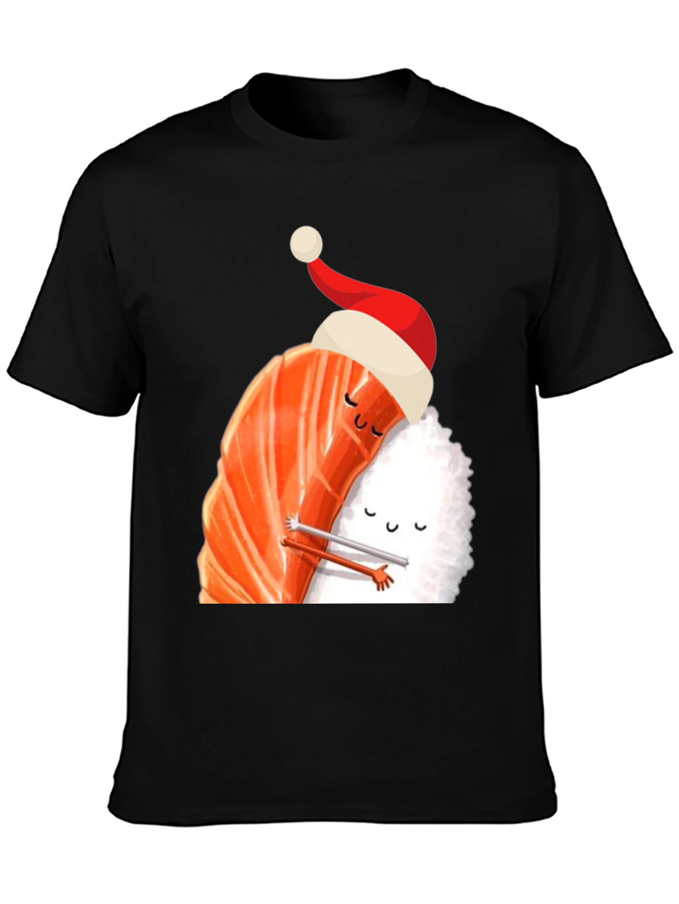 Sushi Christmas Hug Black T-Shirt
