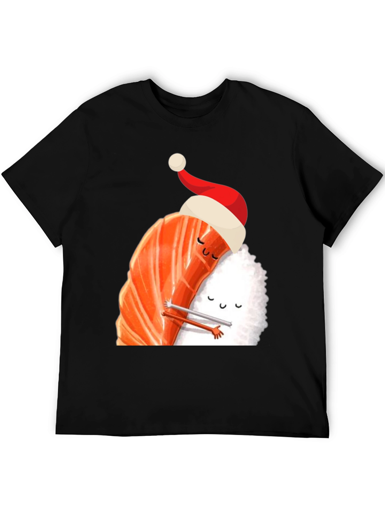 Sushi Christmas Hug Black T-Shirt