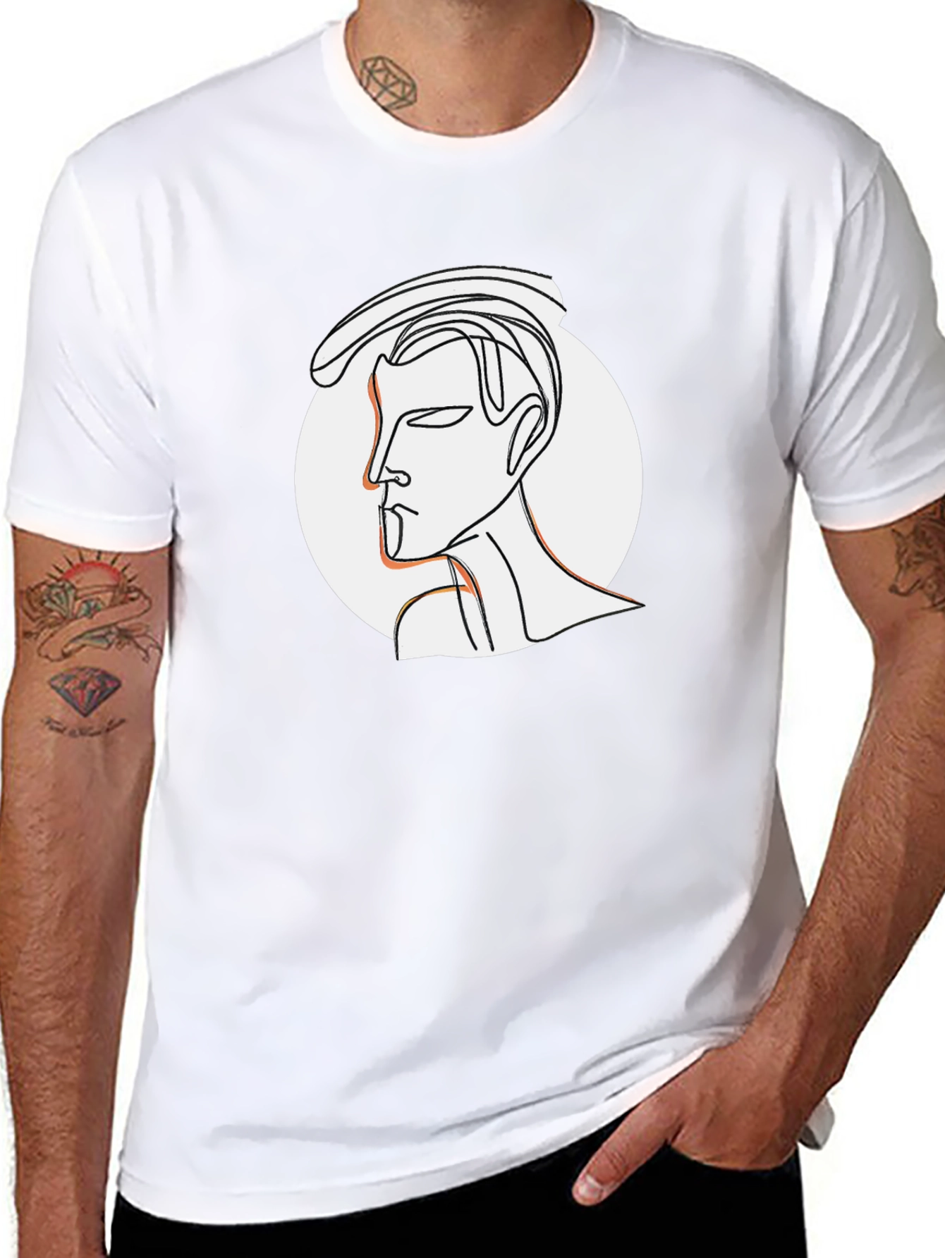 Abstract Line Art Graphic Tee - Stylish Black T-Shirt