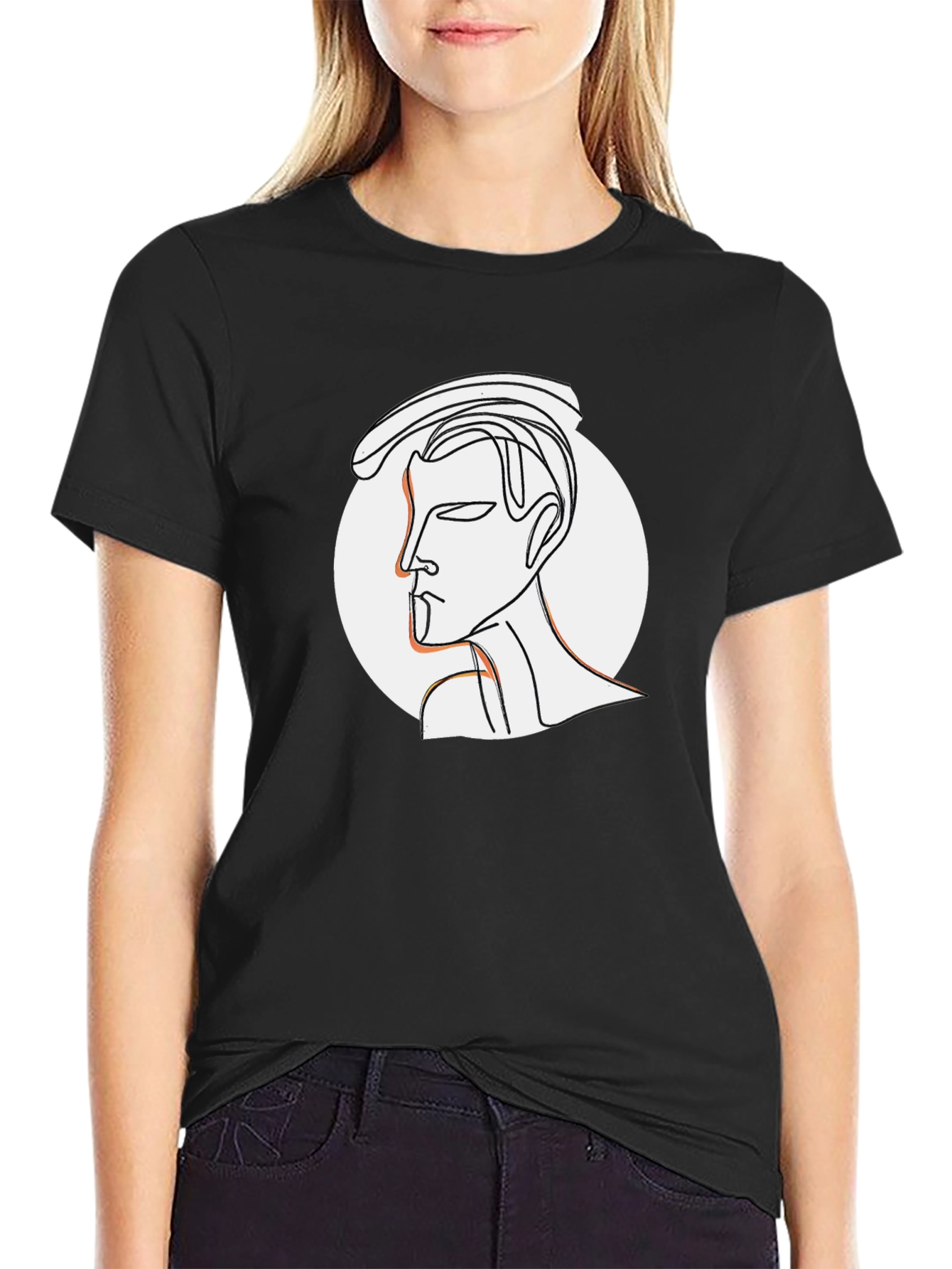 Abstract Line Art Graphic Tee - Stylish Black T-Shirt