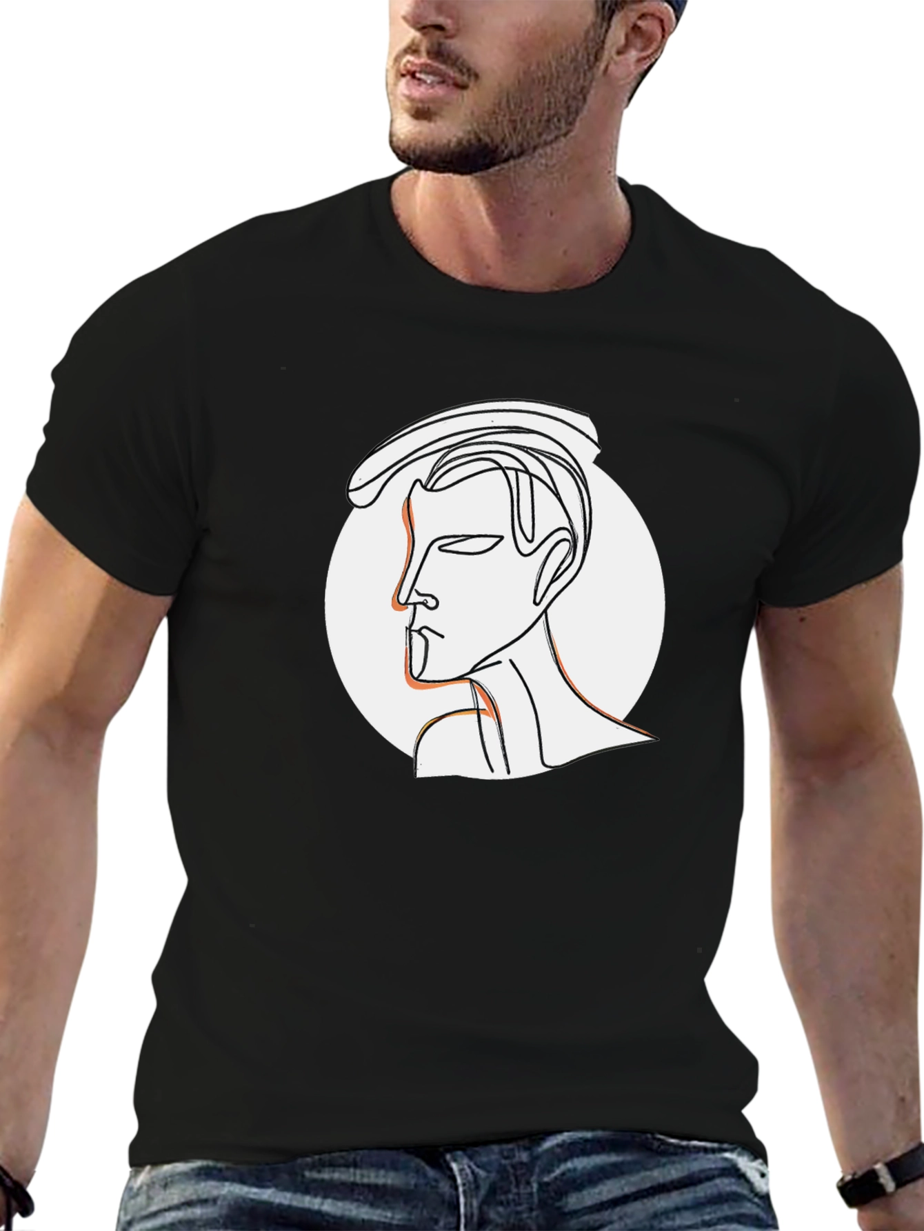 Abstract Line Art Graphic Tee - Stylish Black T-Shirt