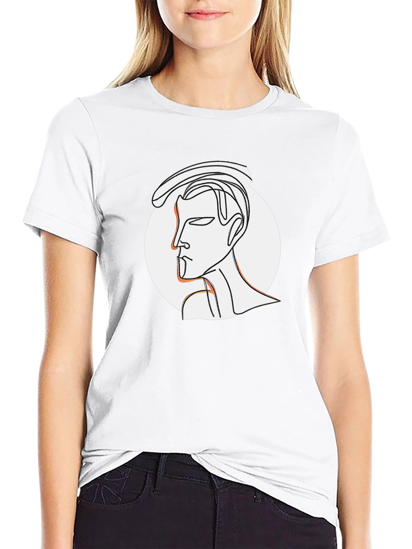 Abstract Line Art Graphic Tee - Stylish Black T-Shirt