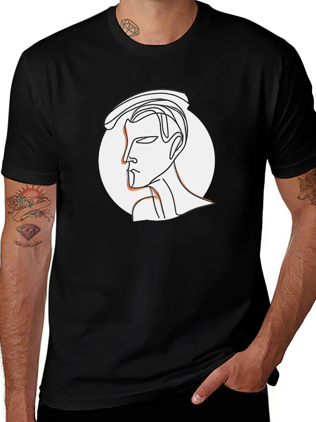 Abstract Line Art Graphic Tee - Stylish Black T-Shirt