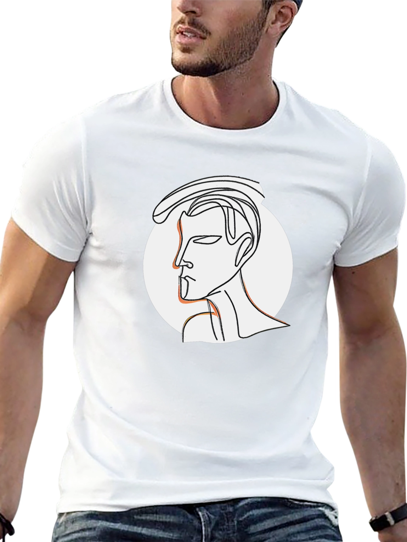 Abstract Line Art Graphic Tee - Stylish Black T-Shirt