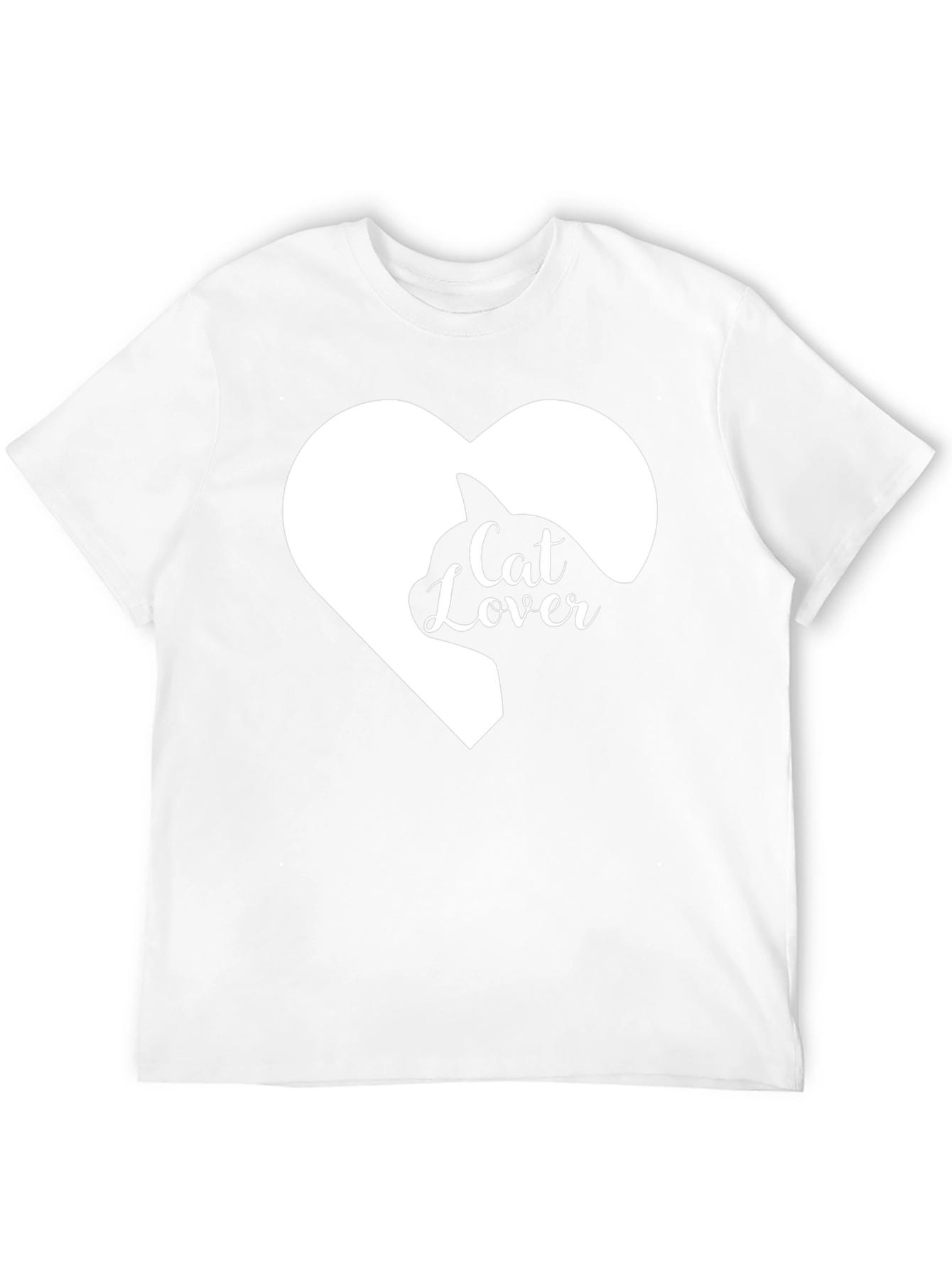 Cat Lover Heart Graphic Tee - Black