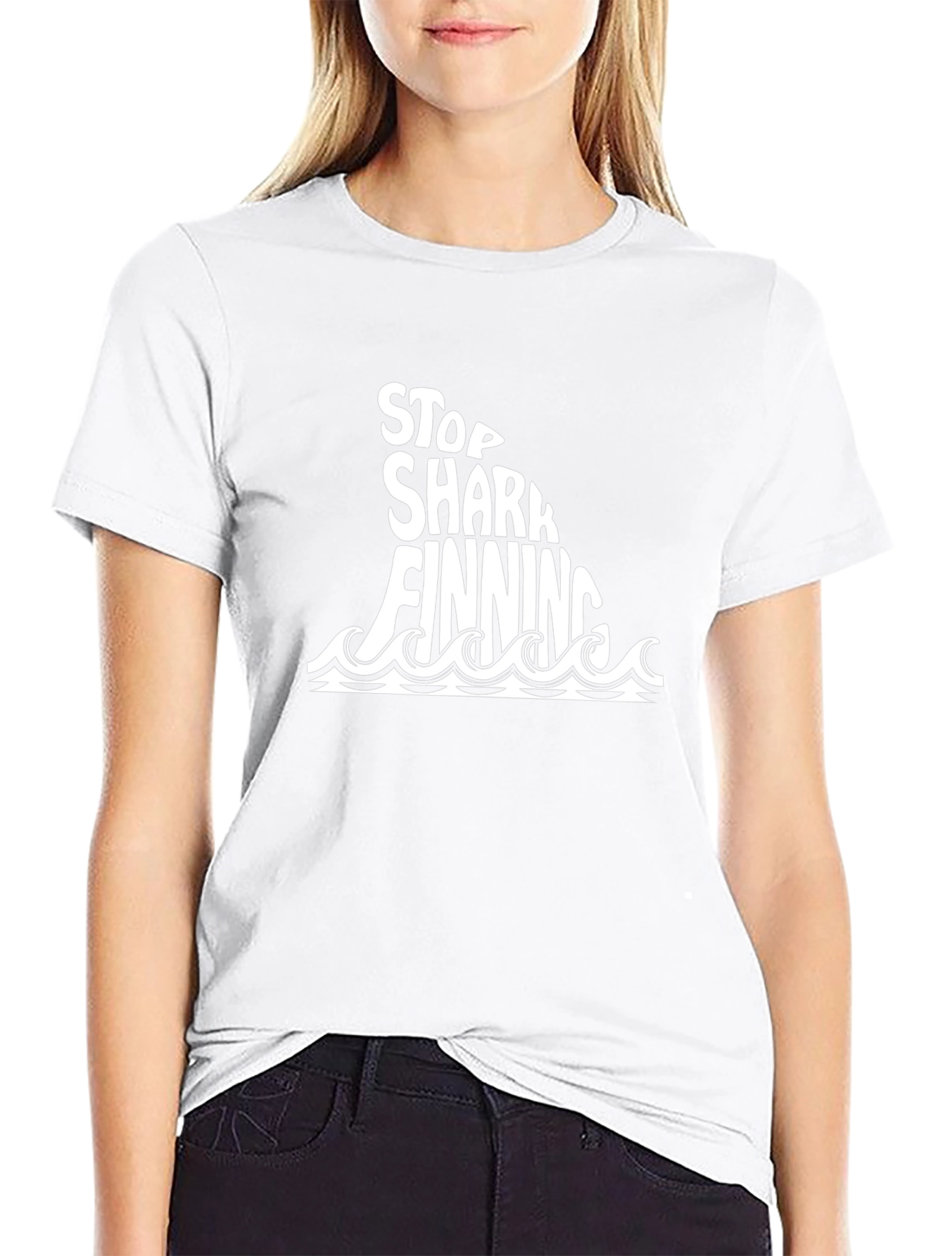 Stop Shark Finning Graphic T-Shirt - Black