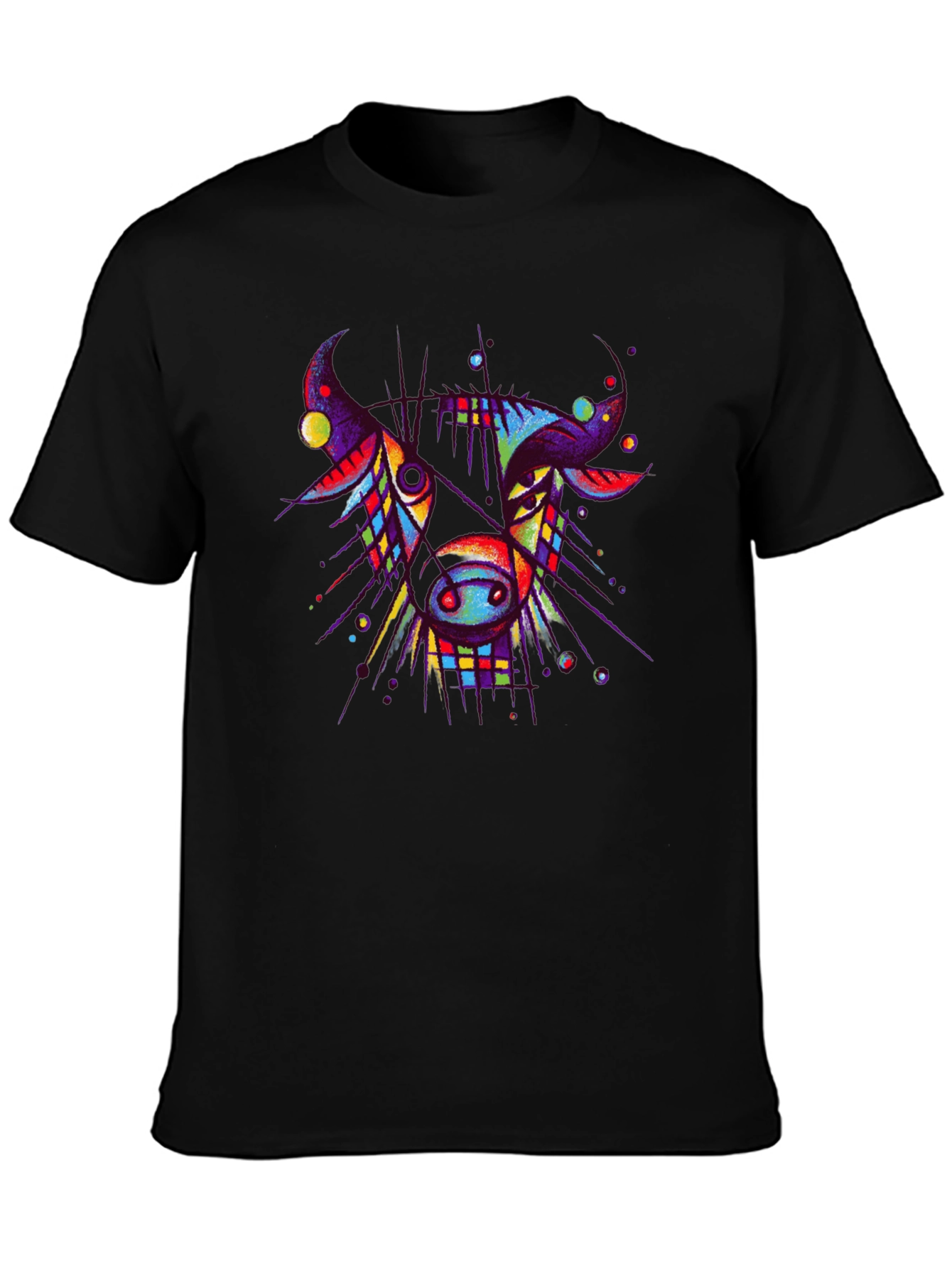 Abstract Bull Graphic Tee - Unique Art T-Shirt
