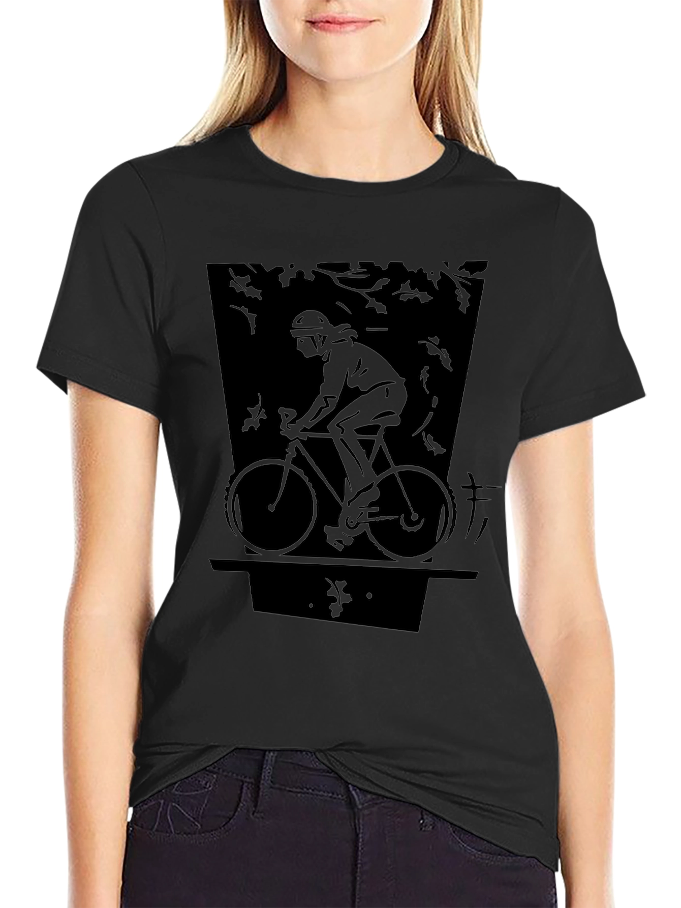 Bicycle Ride Graphic Tee - Stylish Black Cotton Shirt