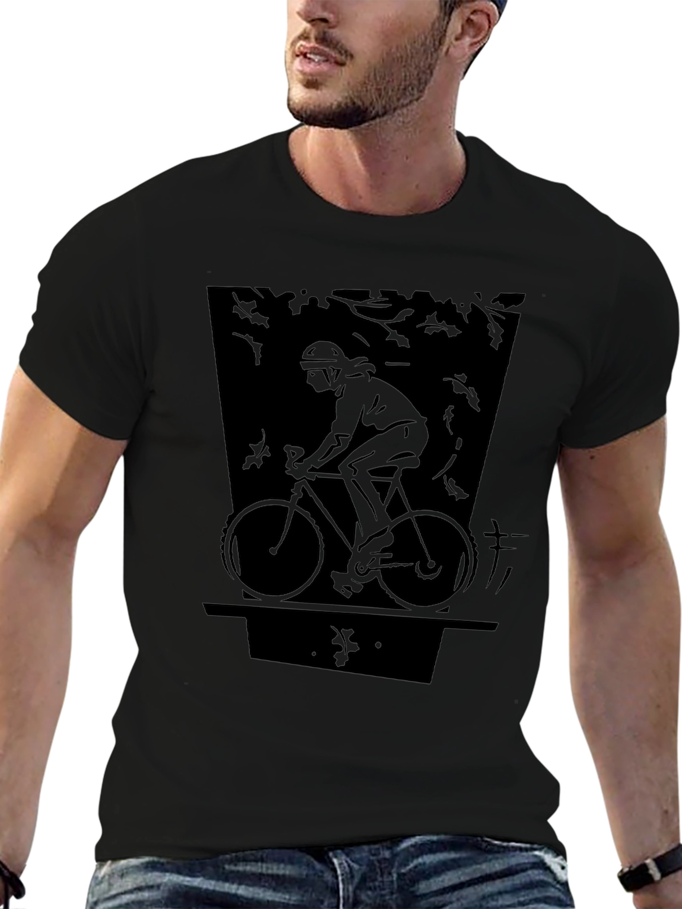 Bicycle Ride Graphic Tee - Stylish Black Cotton Shirt