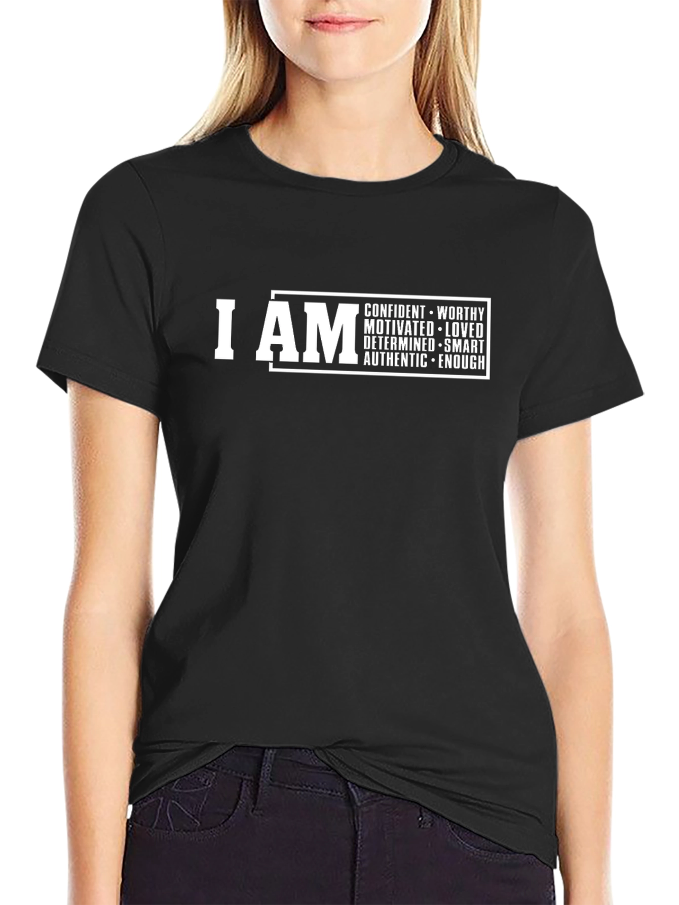 I AM Positive Affirmation Black Graphic Tee