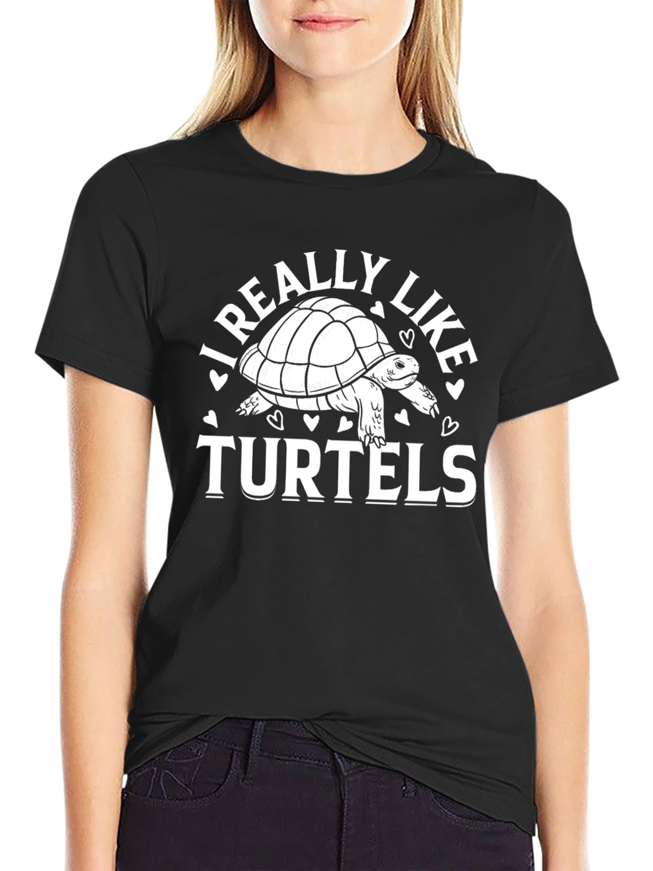 I Really Like Turtels Black T-Shirt