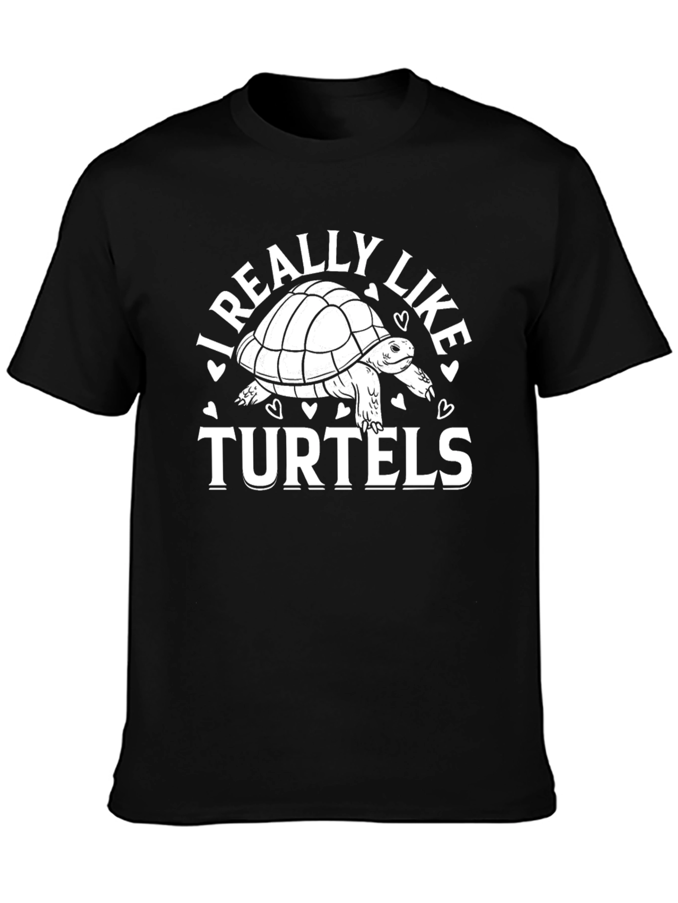 I Really Like Turtels Black T-Shirt