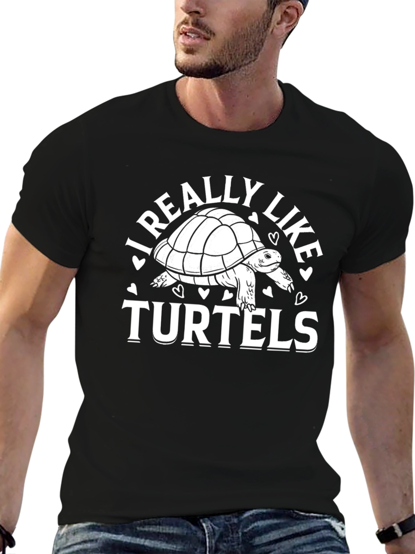 I Really Like Turtels Black T-Shirt