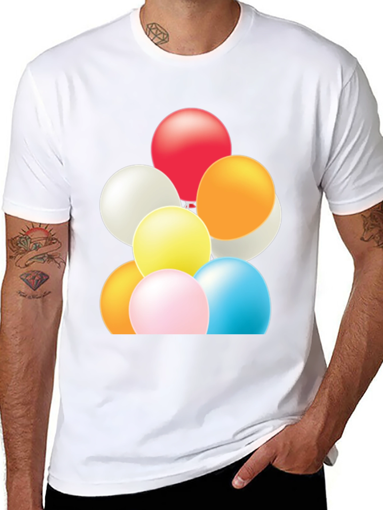 Fun Balloons Graphic Tee - Black Cotton T-Shirt