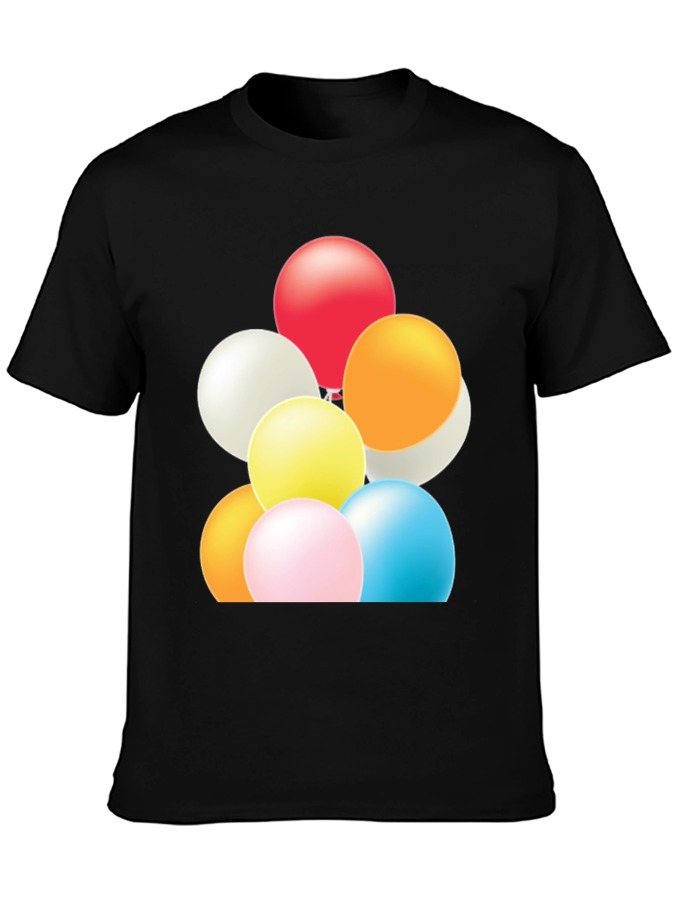 Fun Balloons Graphic Tee - Black Cotton T-Shirt