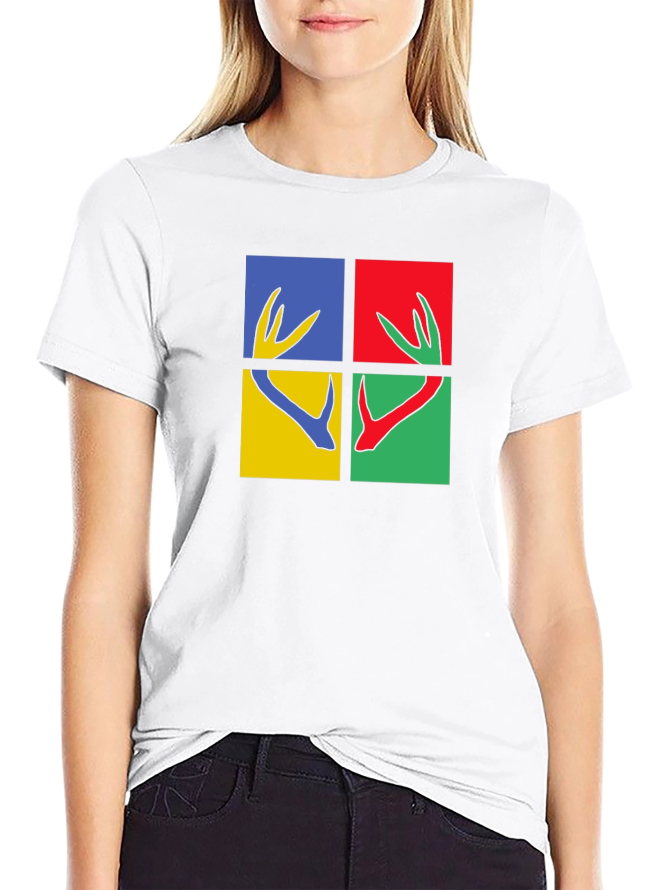 Modern Graphic Tee - Antler Pop Art Design