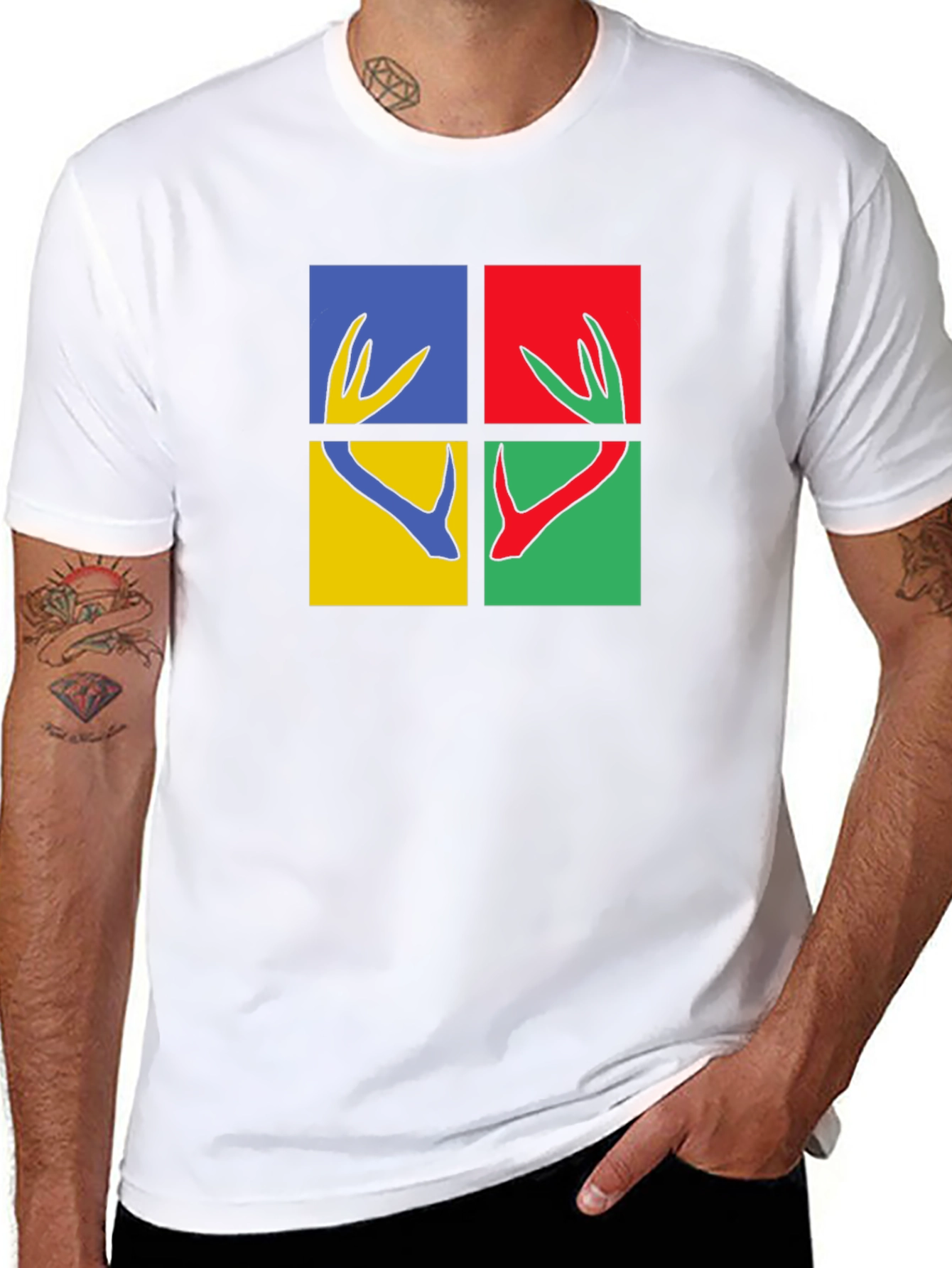 Modern Graphic Tee - Antler Pop Art Design