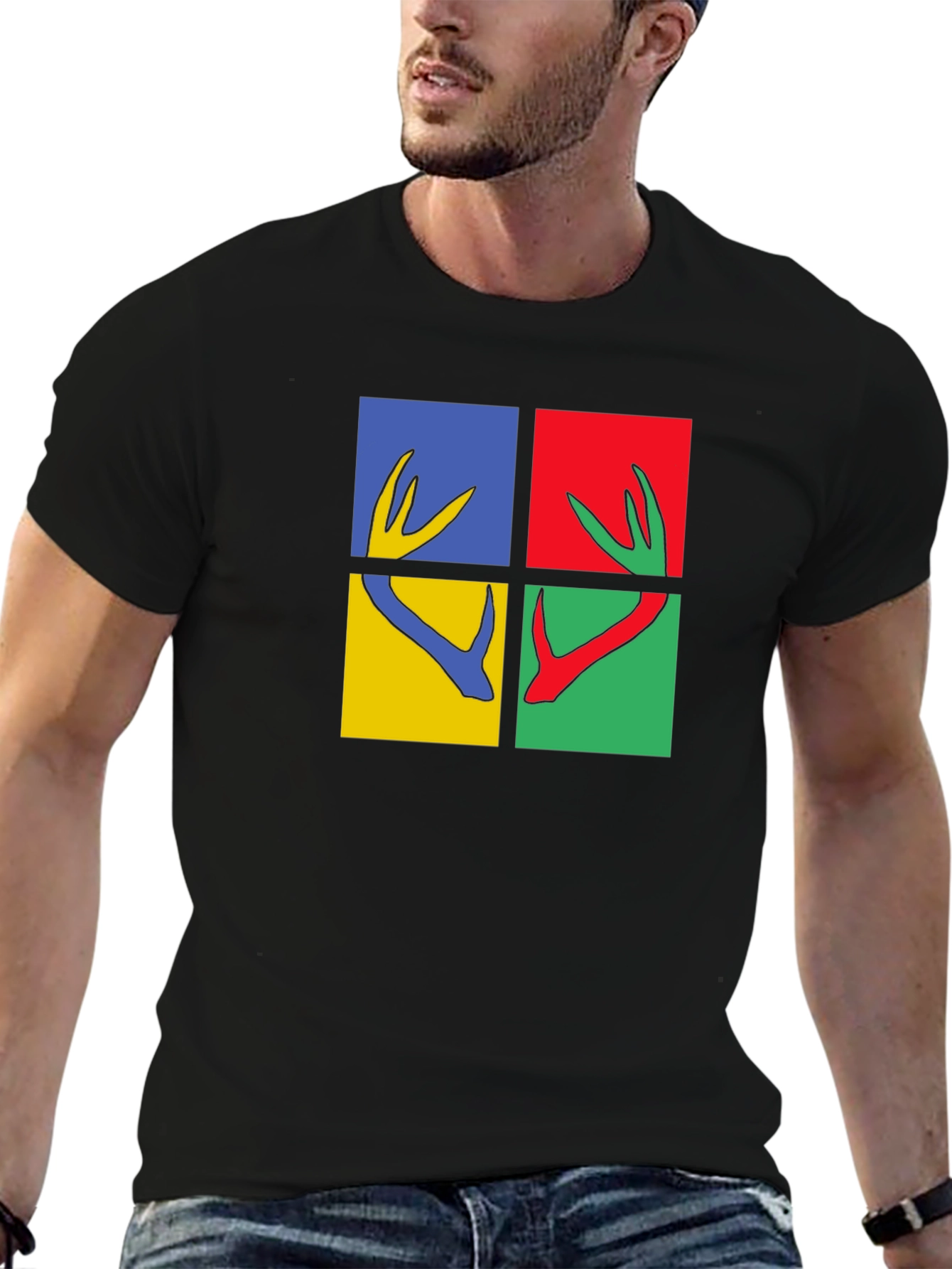 Modern Graphic Tee - Antler Pop Art Design