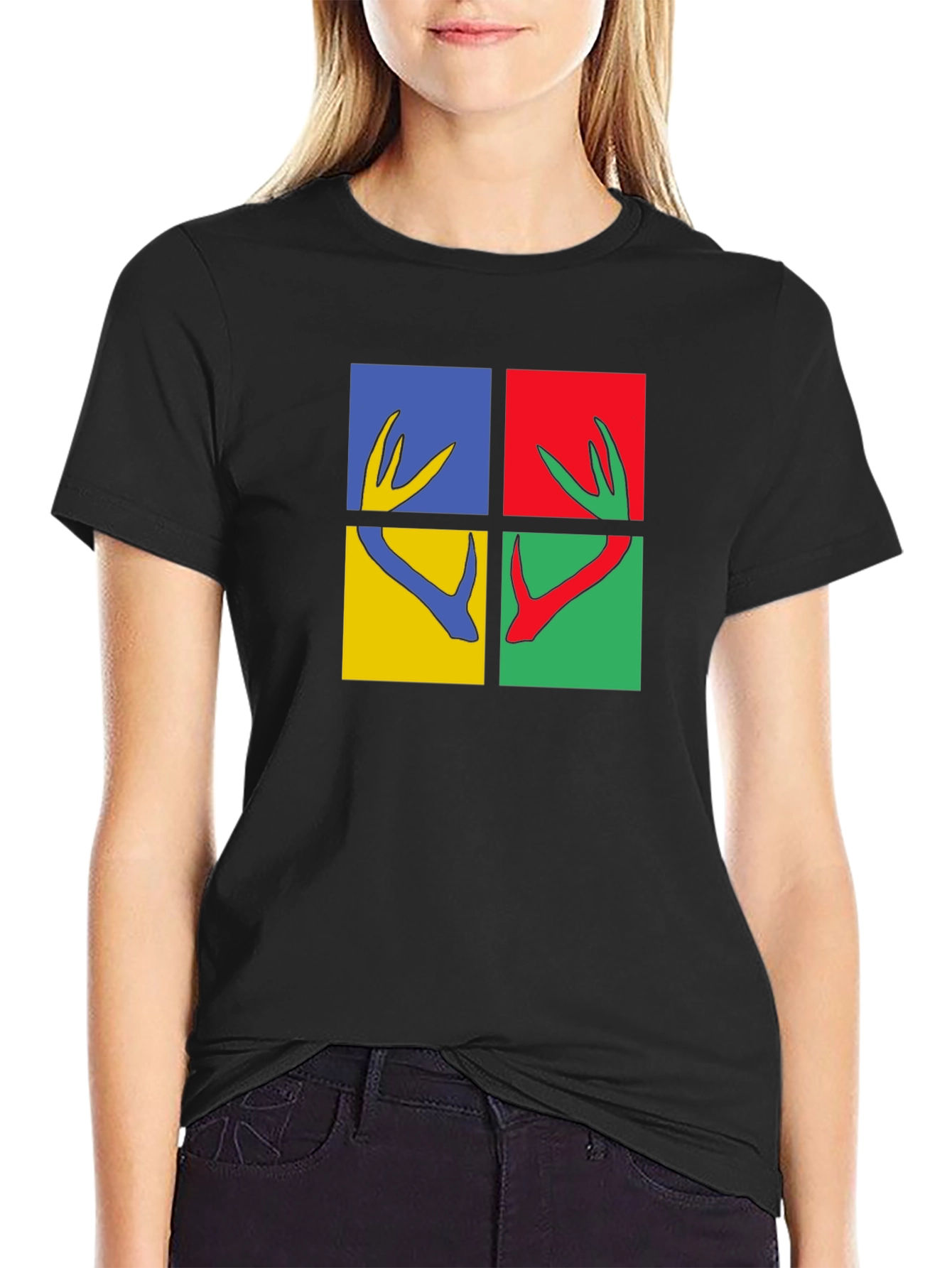 Modern Graphic Tee - Antler Pop Art Design