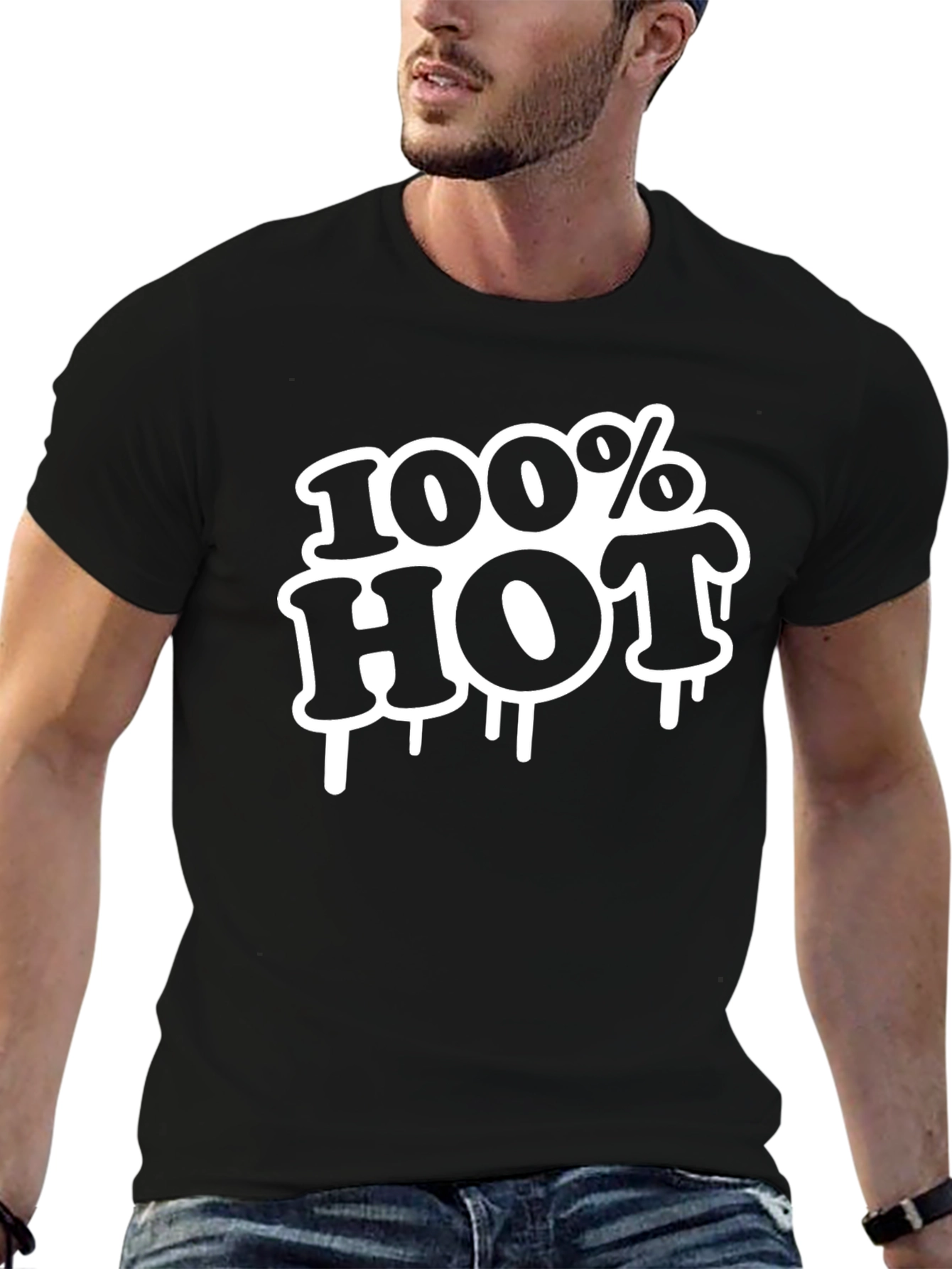 100% Hot Graphic Tee - Black