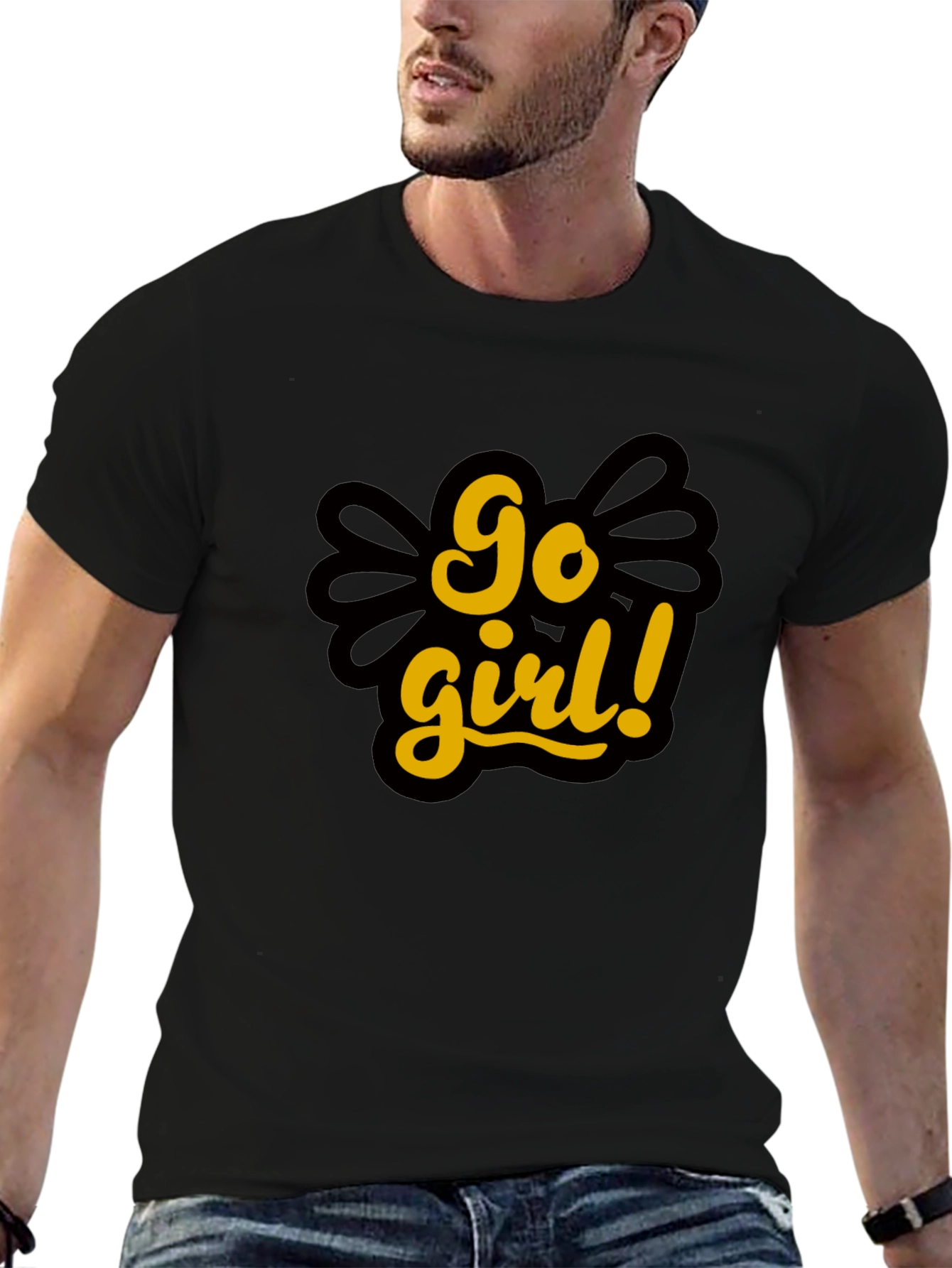 Go Girl Graphic Tee - Black Cotton T-Shirt