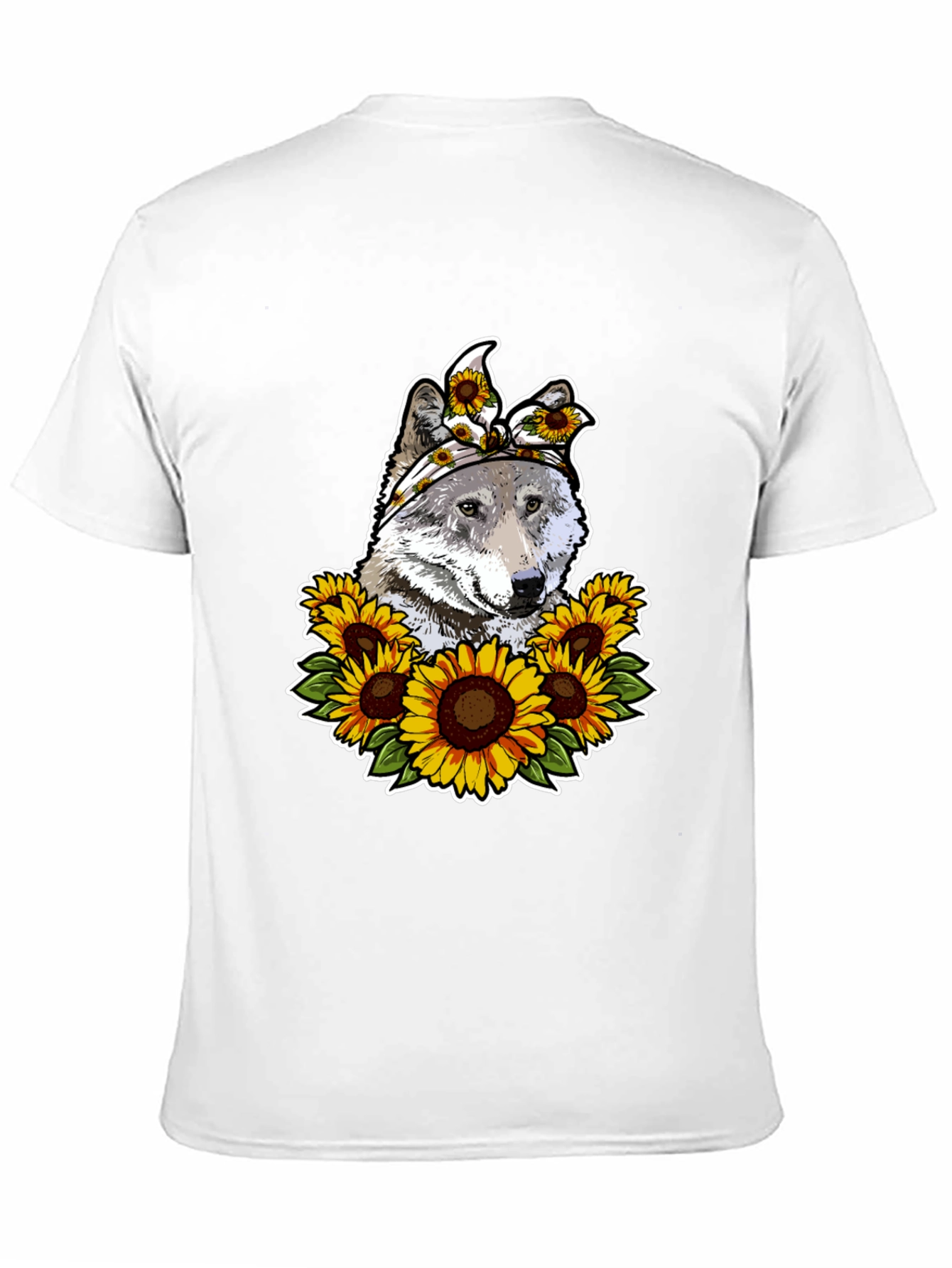 Wolf Sunflower Graphic Print T-Shirt
