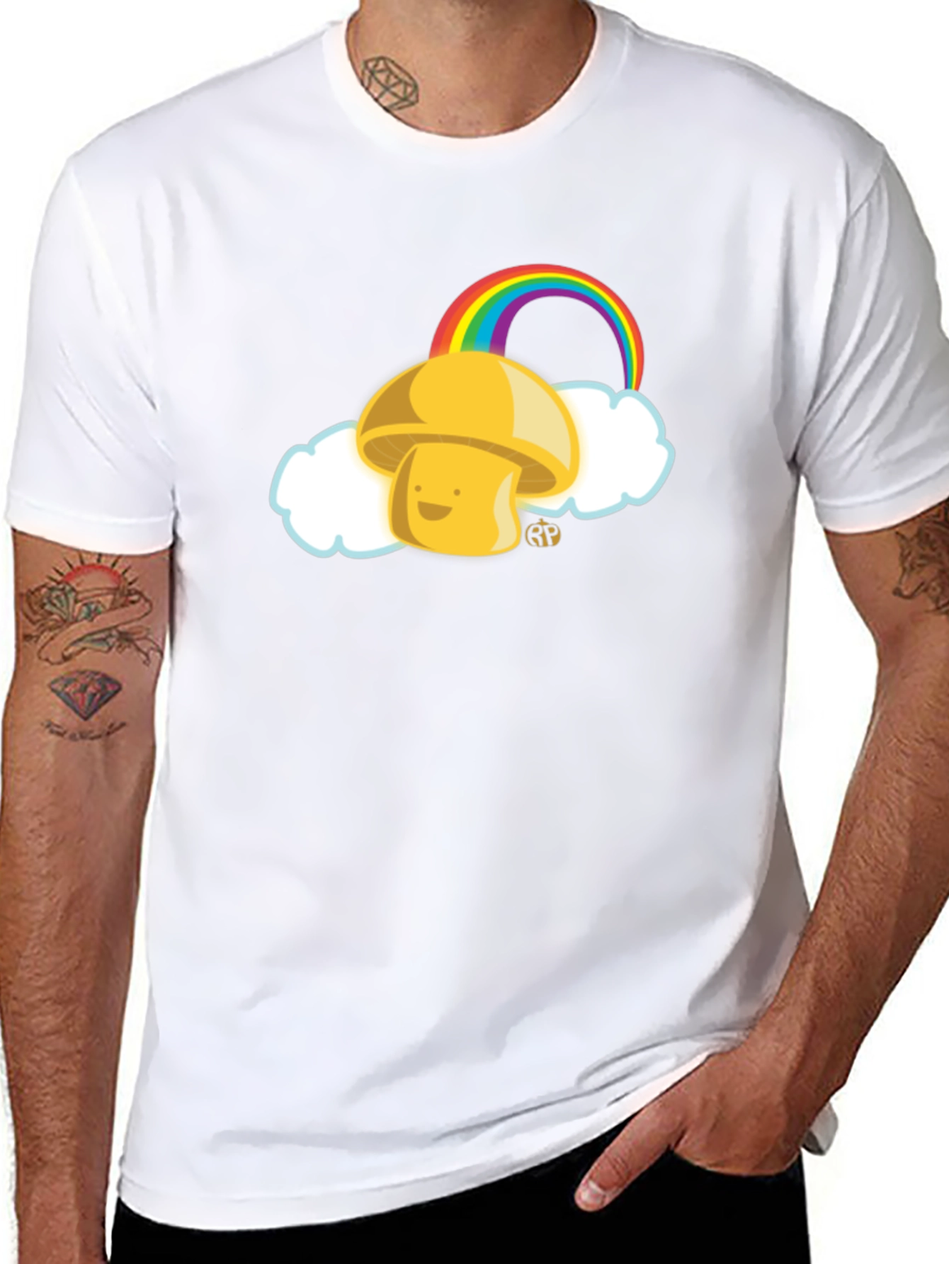 Mushroom Rainbow Graphic Tee - Funky Casual Wear